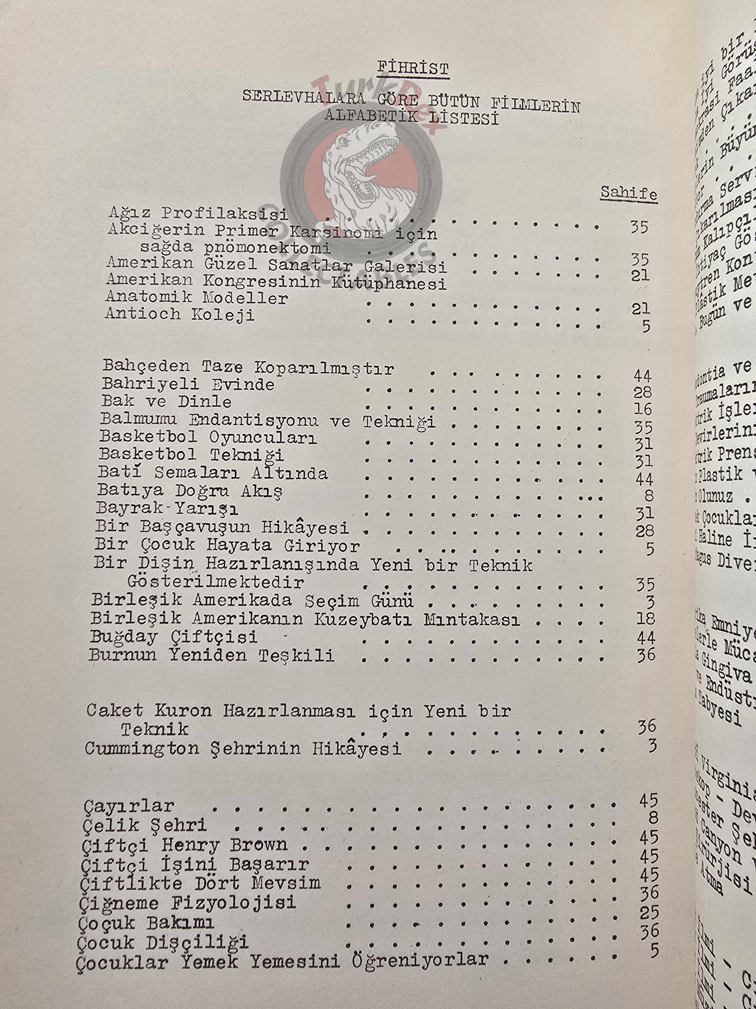 Guide to 16 mm Motion Pictures United States Information Service 1950s Turkish Book Turkey