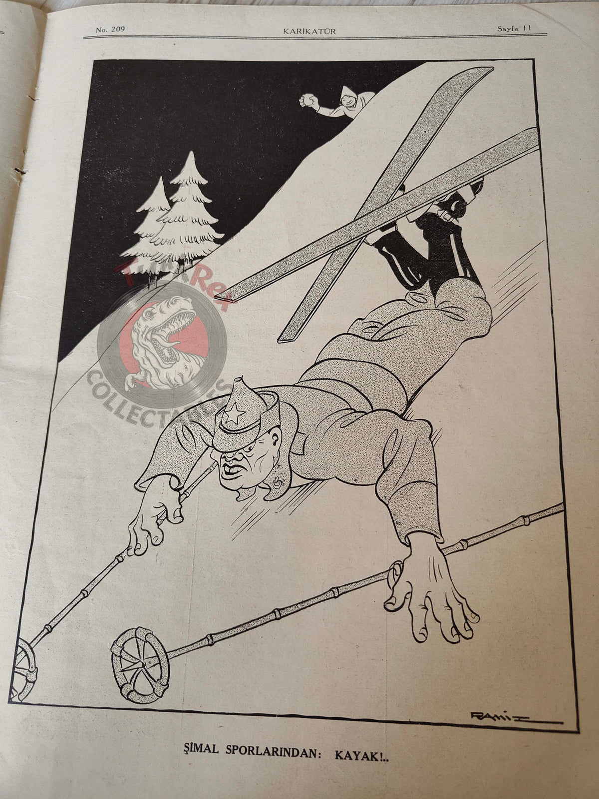 Karikatür 1939 Humor Magazine Turkish Turkey New Year Russia WW2 era Deutsche Lufthansa