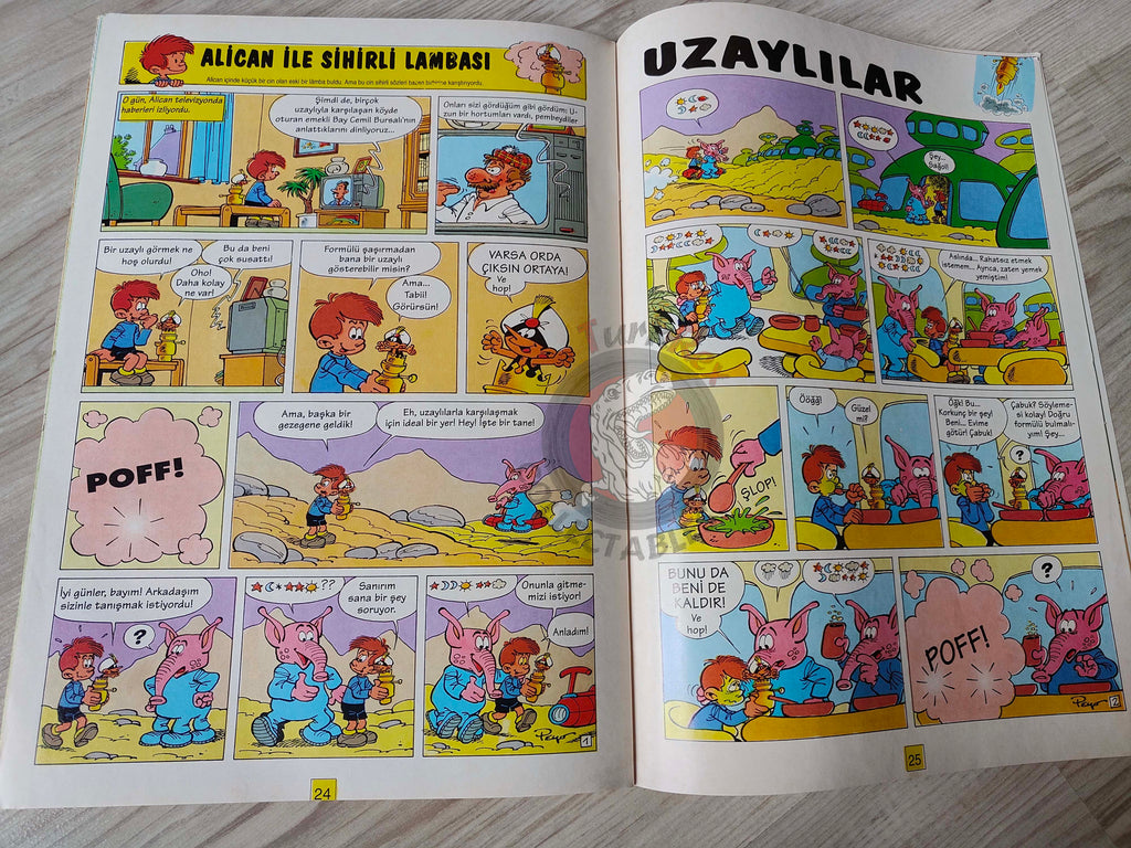 The Smurfs #18 1996 Turkish Comic Magazine Turkey Schtroumpf Pierrot et la lampe