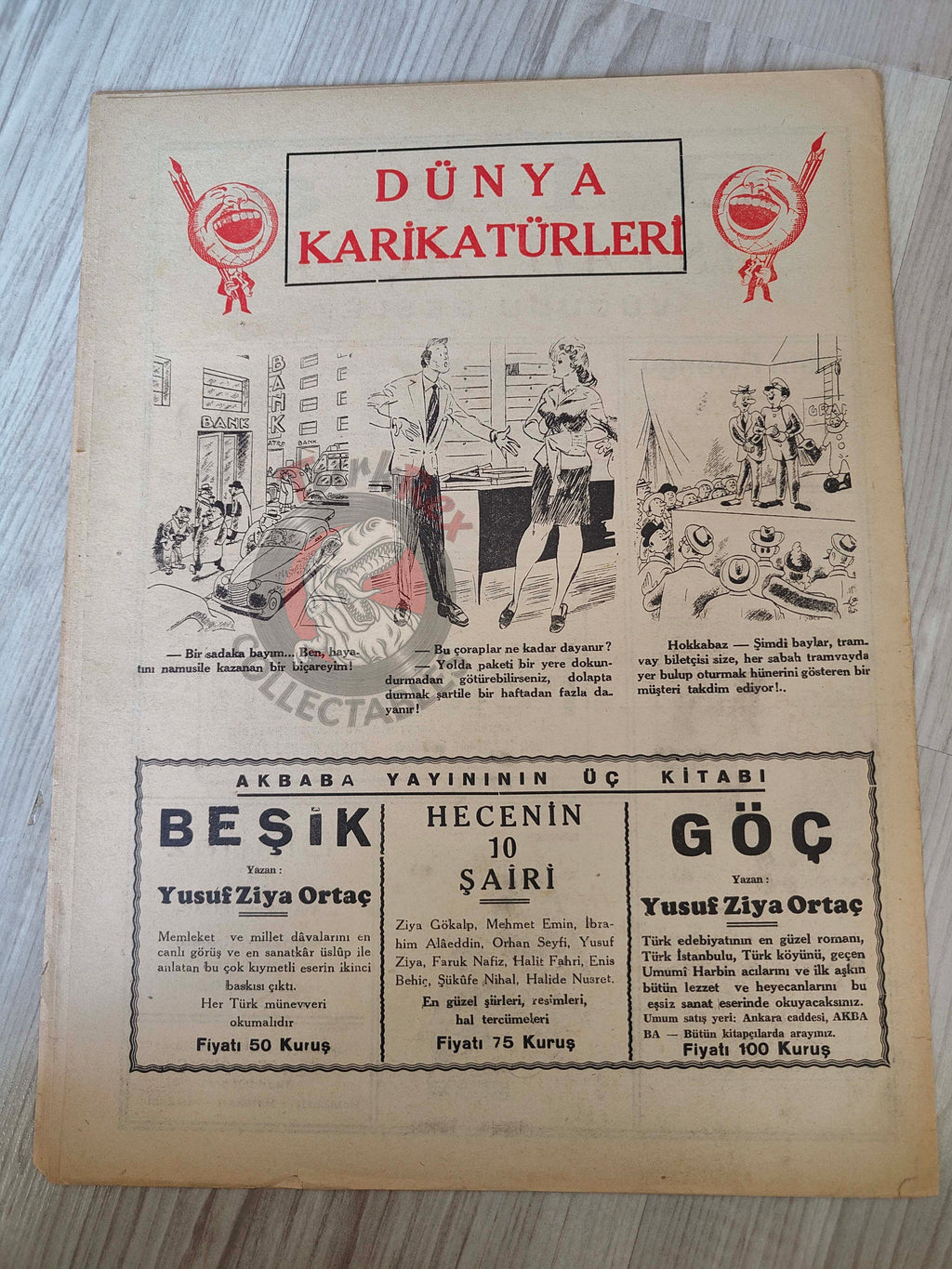 Akbaba 1943 Humor Magazine Turkish Turkey Germany Gramophone WW2 era Russia USA