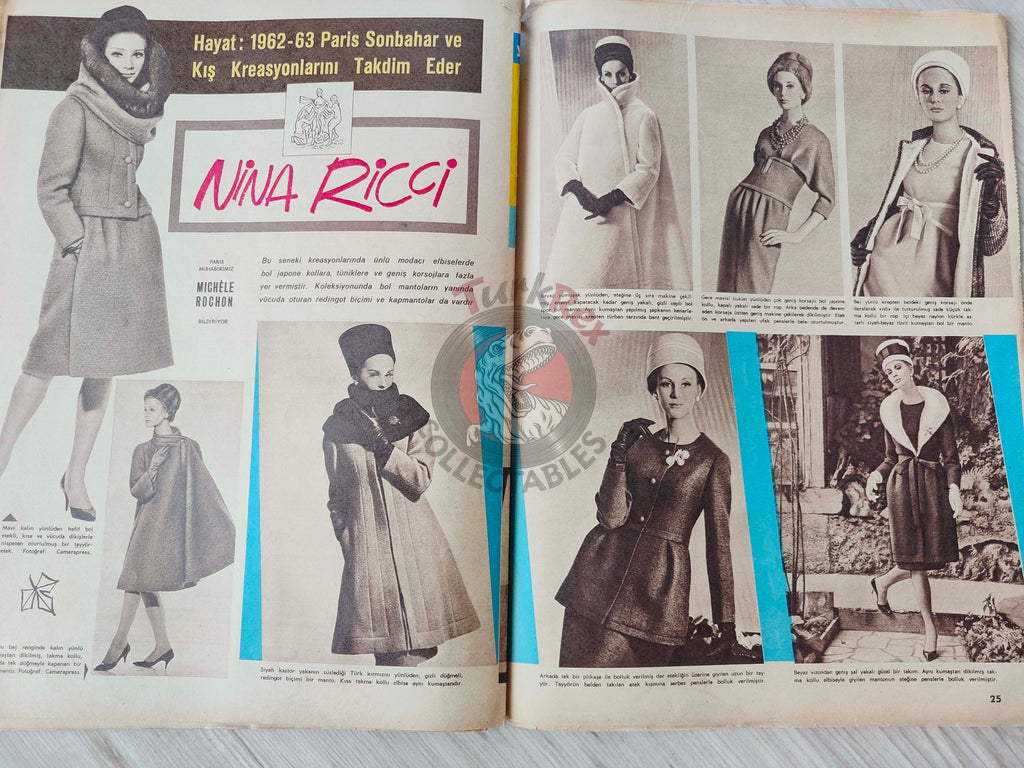 Hayat 1962 Mara Lane Turkish Mag Turkey Iran Soraya Esfandiary-Bakhtiary Maurice Chevalier