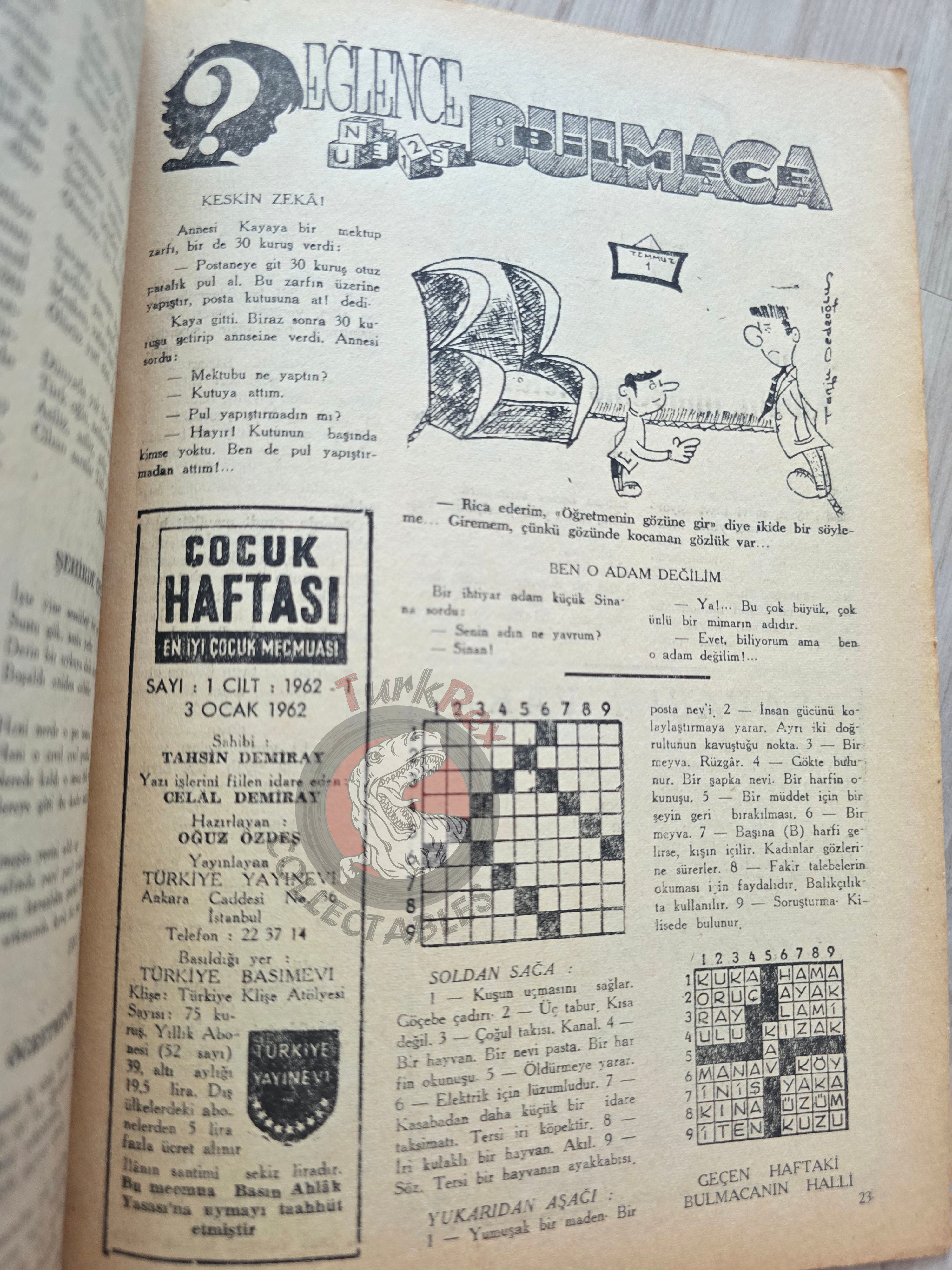 Çocuk Haftası Magazine 1962 Peter Pan Turkish Comic Turkey