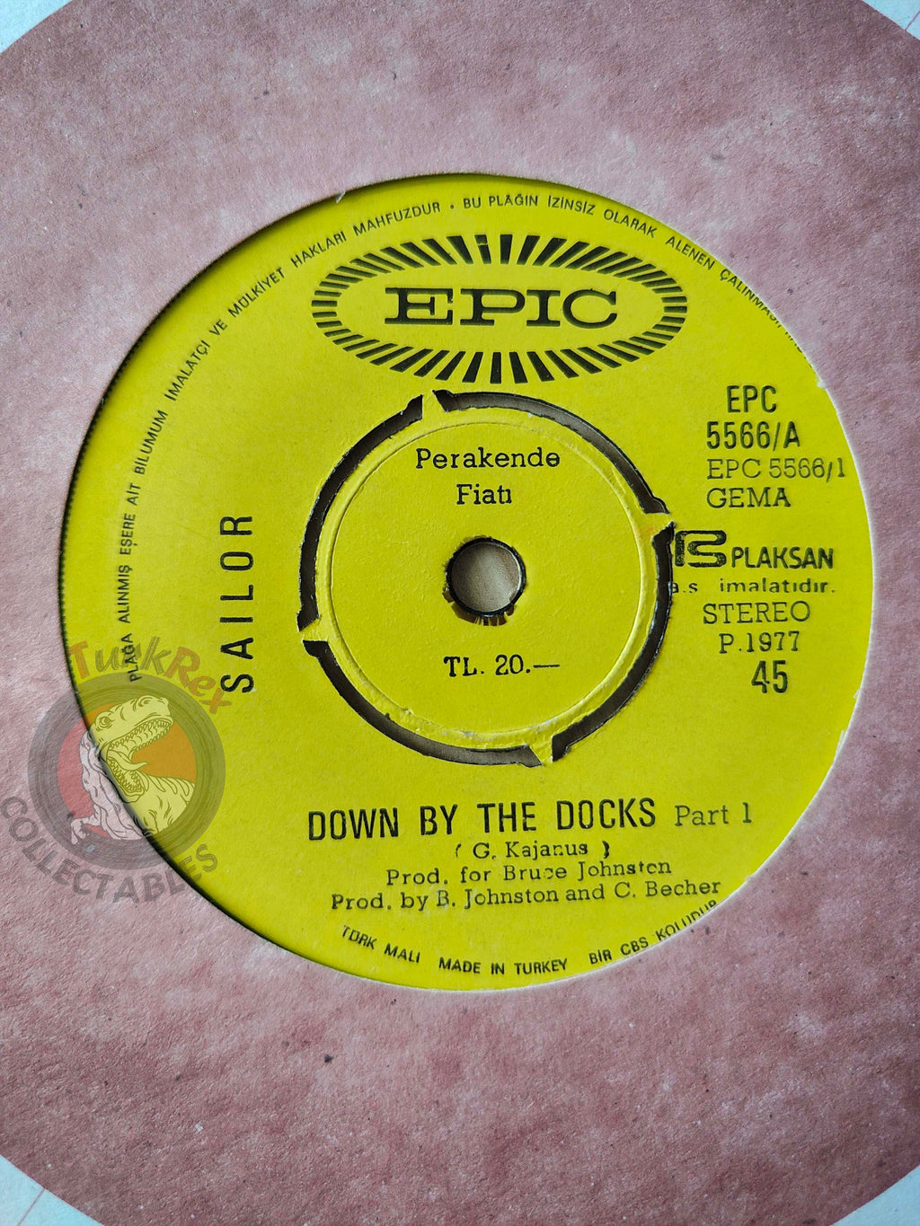 Sailor – Down By The Docks 7" Turkish Pressing Vinyl Turkey Edition