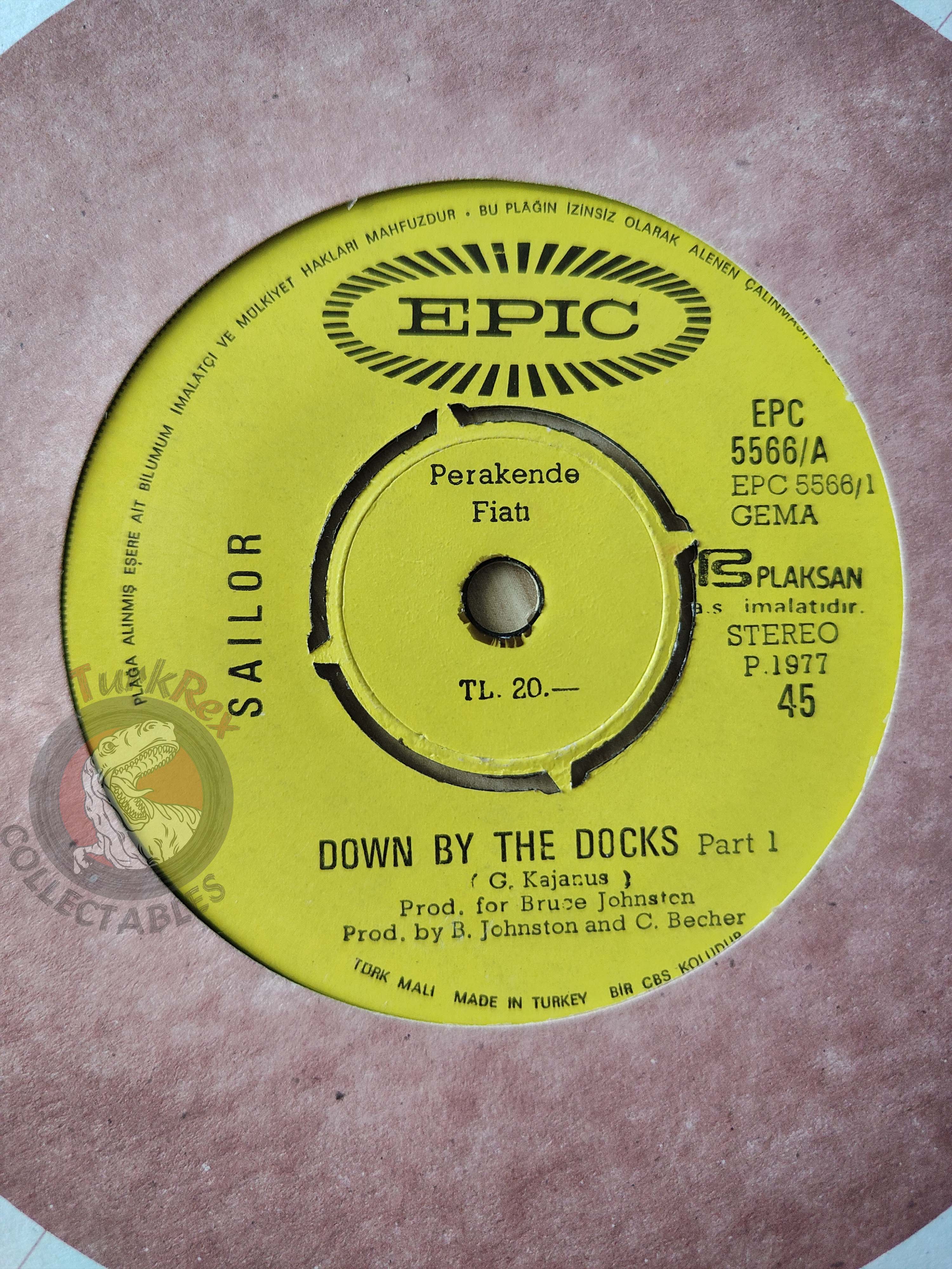 Sailor – Down By The Docks 7" Turkish Pressing Vinyl Turkey Edition