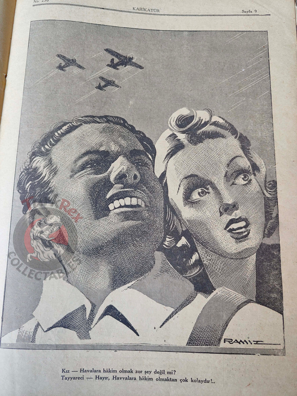 Karikatür 1940 Humor Magazine Turkish Turkey Mussolini Italy WW2 era War
