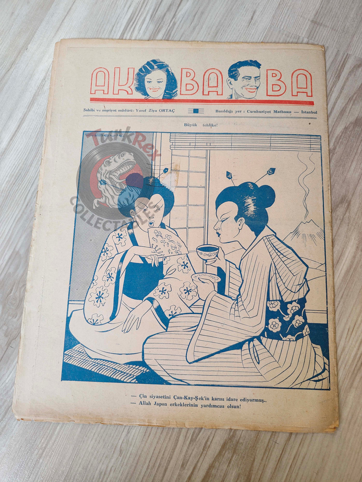 Akbaba 1943 Humor Magazine Turkish Turkey Germany Japan WW2 era China Churchill USA Uncle Sam