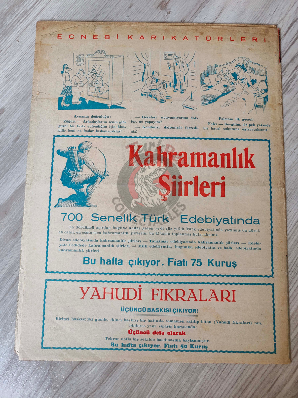 Akbaba 1943 Humor Magazine Turkish Turkey Italy Britain WW2 era Mussolini Germany Pope