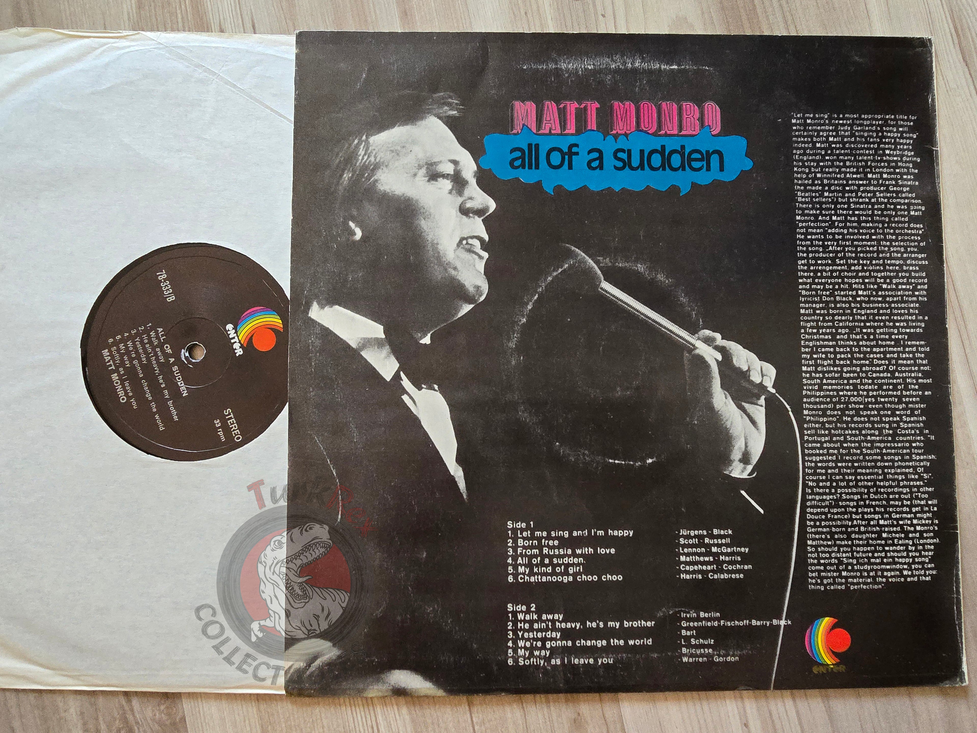 Matt Monro – Let Me Sing Turkish Pressing Vinyl Turkey Edition
