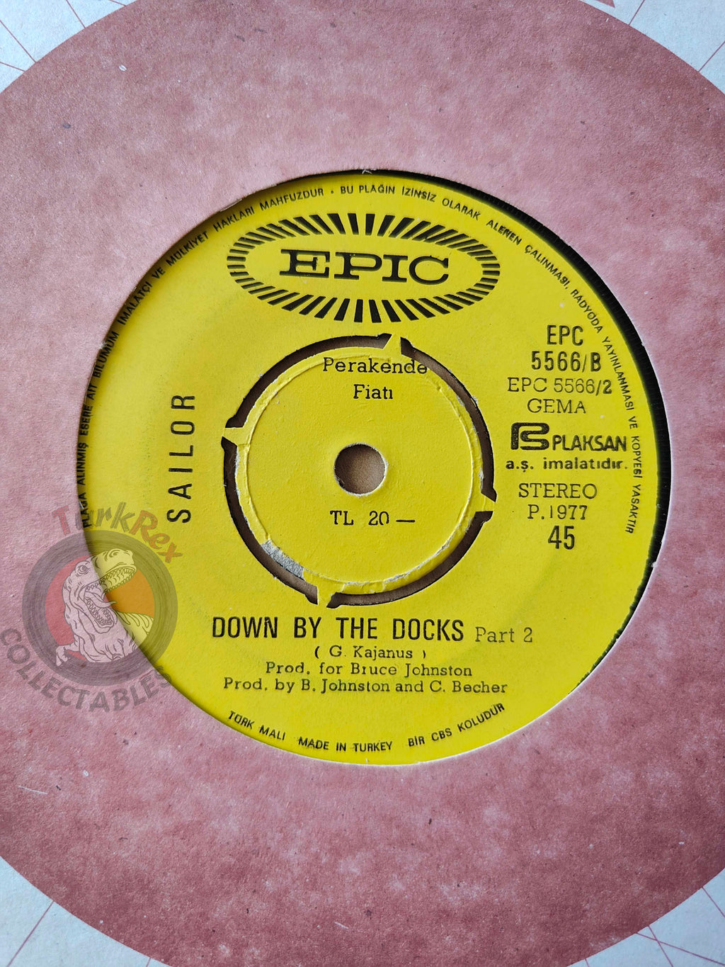 Sailor – Down By The Docks 7" Turkish Pressing Vinyl Turkey Edition