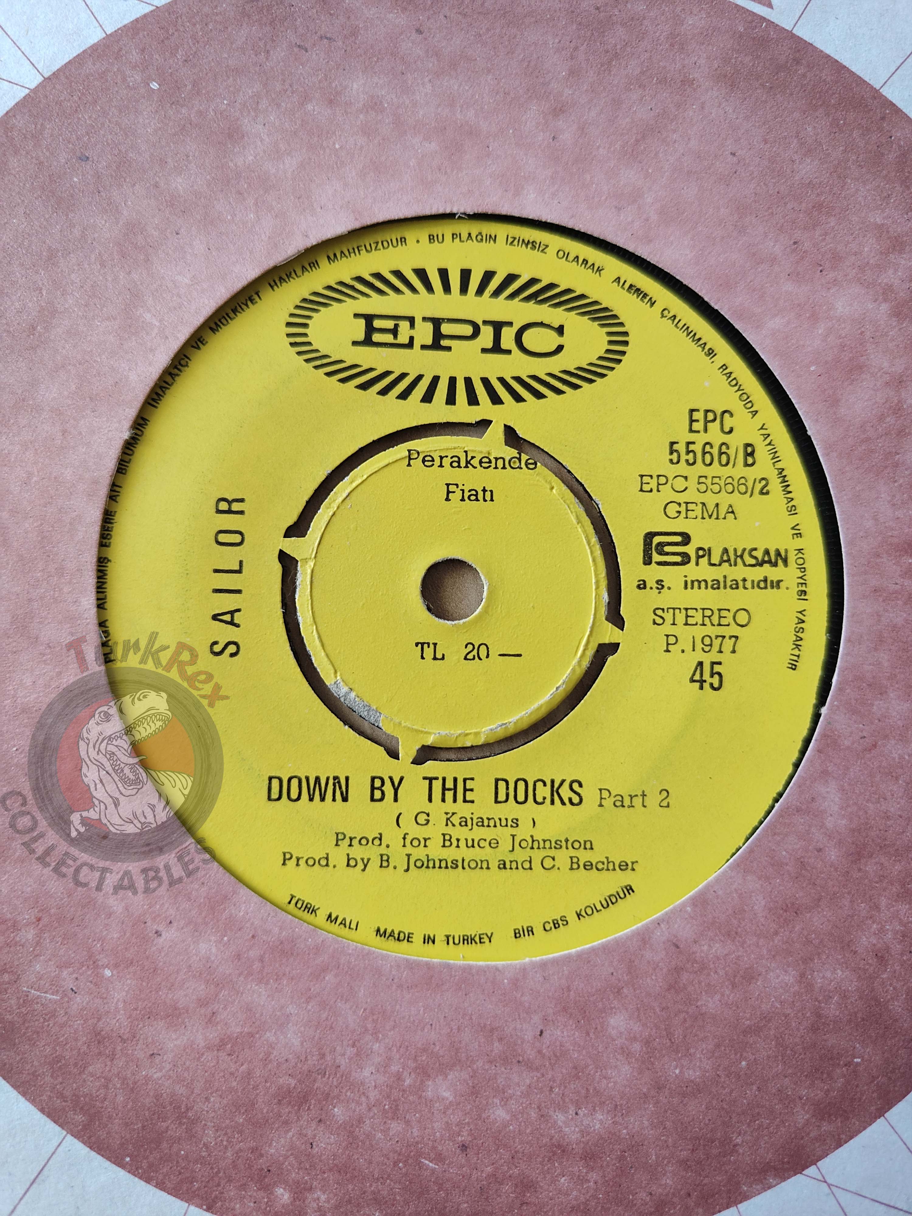 Sailor – Down By The Docks 7" Turkish Pressing Vinyl Turkey Edition
