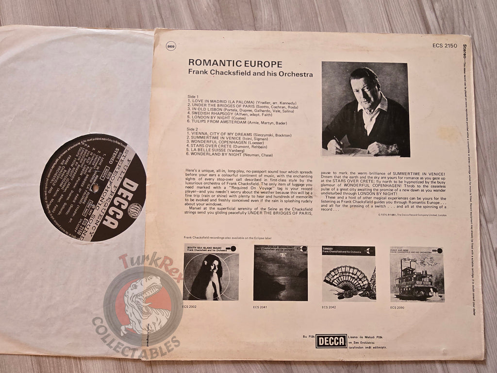 Frank Chacksfield And His Orchestra – Romantic Europe Turkish Pressing Vinyl Turkey Edition
