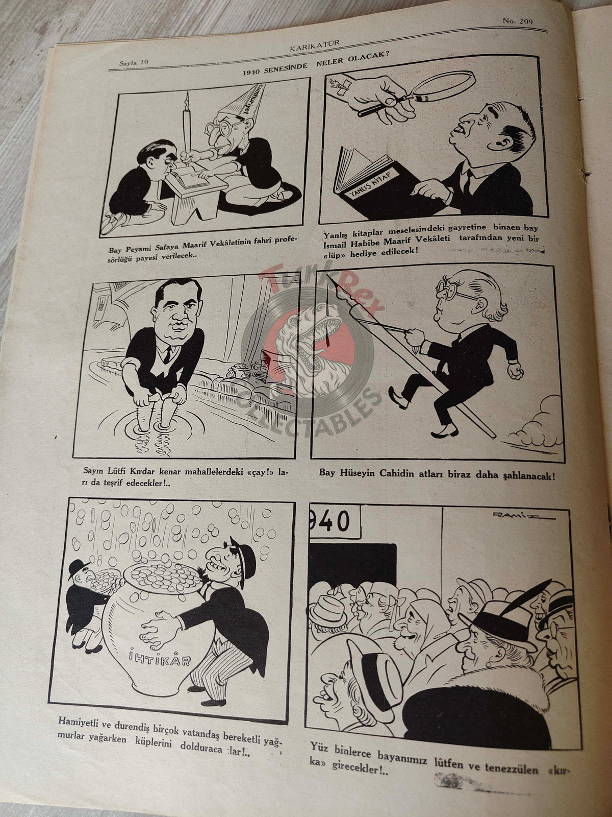 Karikatür 1939 Humor Magazine Turkish Turkey New Year Russia WW2 era Deutsche Lufthansa