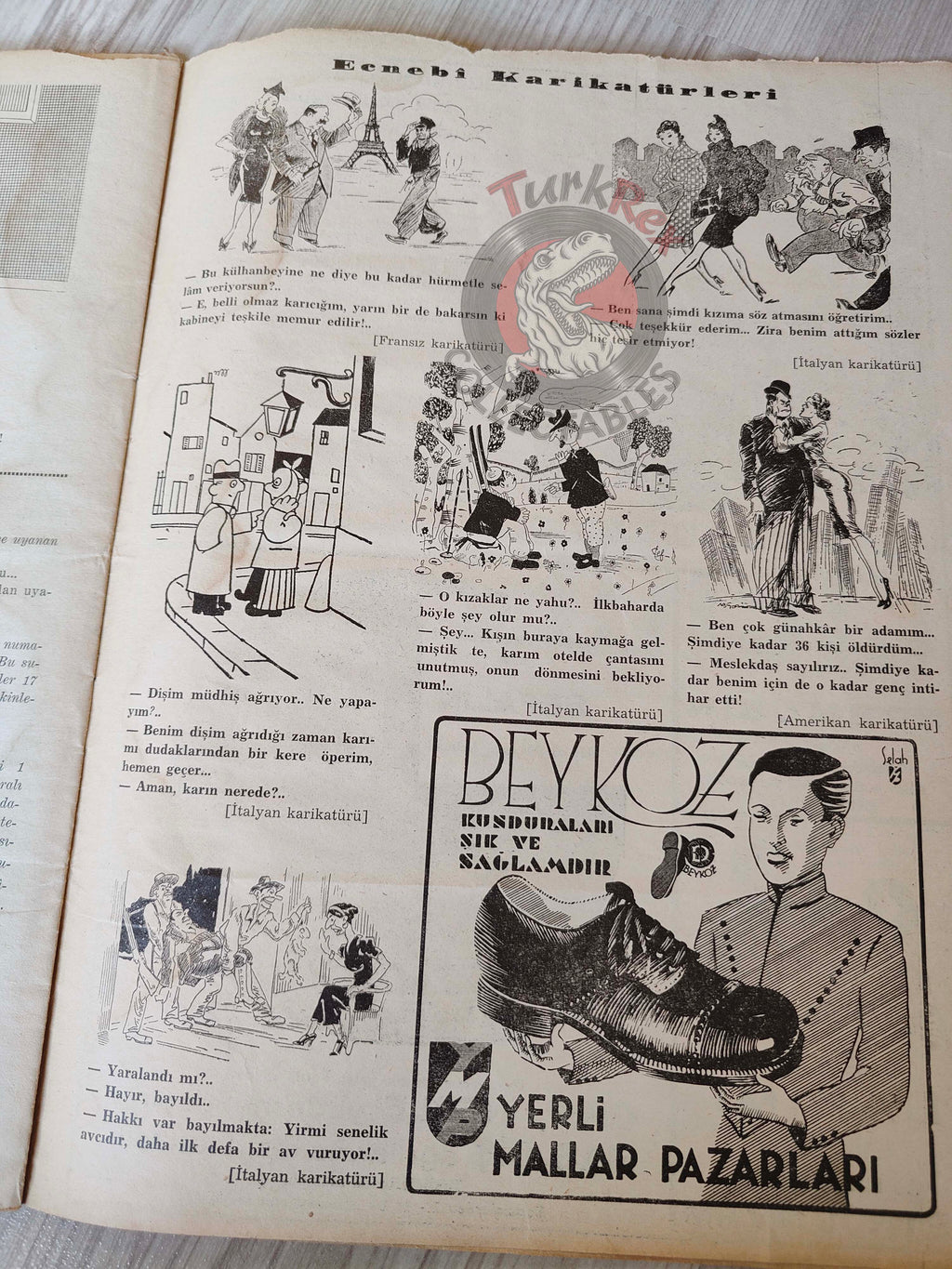 Akbaba 1938 Humor Magazine Turkish Turkey Who Will Devour Whom? WW2 era Philco Spain