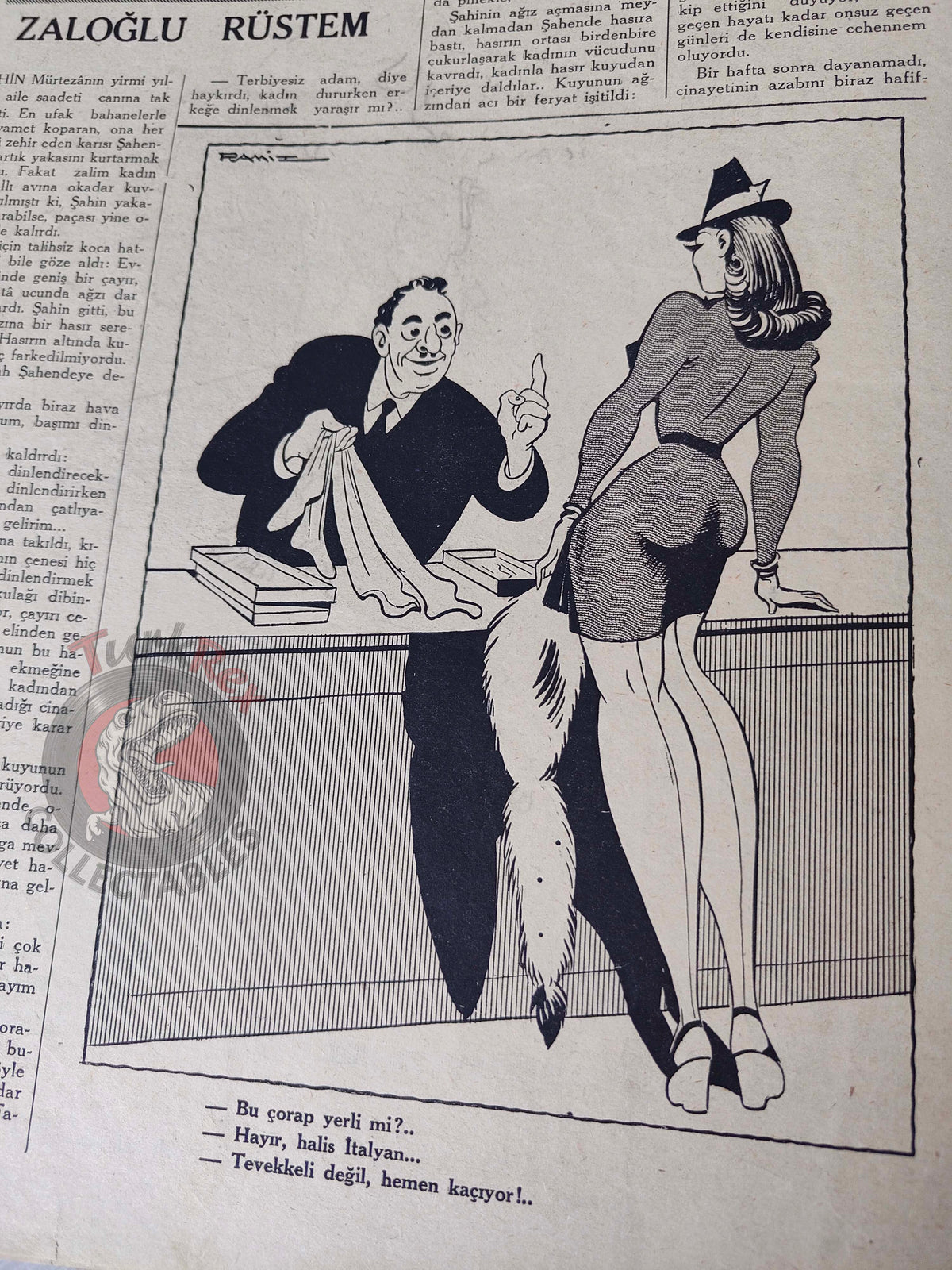 Karikatür 1940 Humor Magazine Turkish Turkey Mussolini Italy WW2 era War