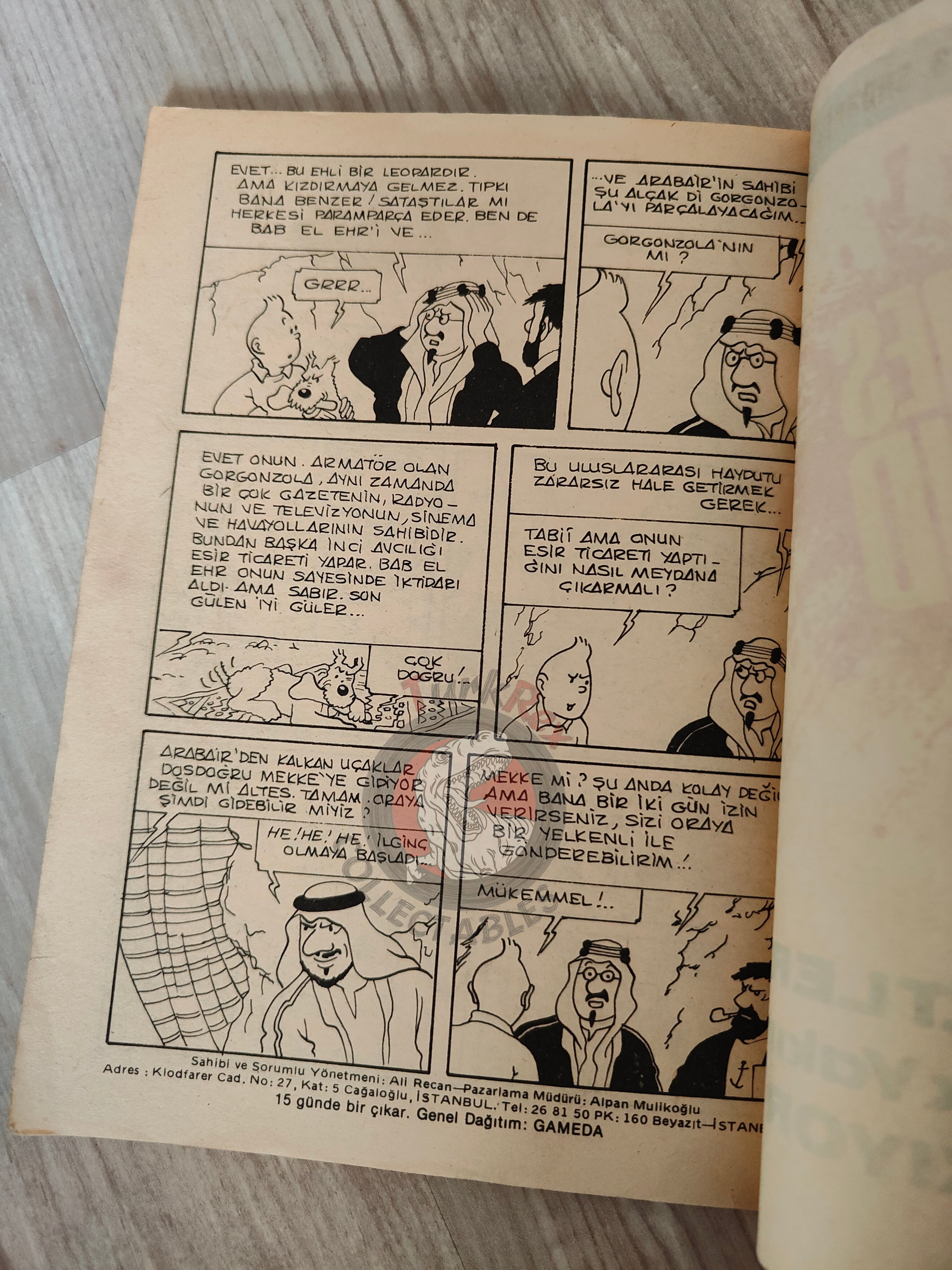 Tintin – The Red Sea Sharks 1980s Turkish Edition Comic Turkey