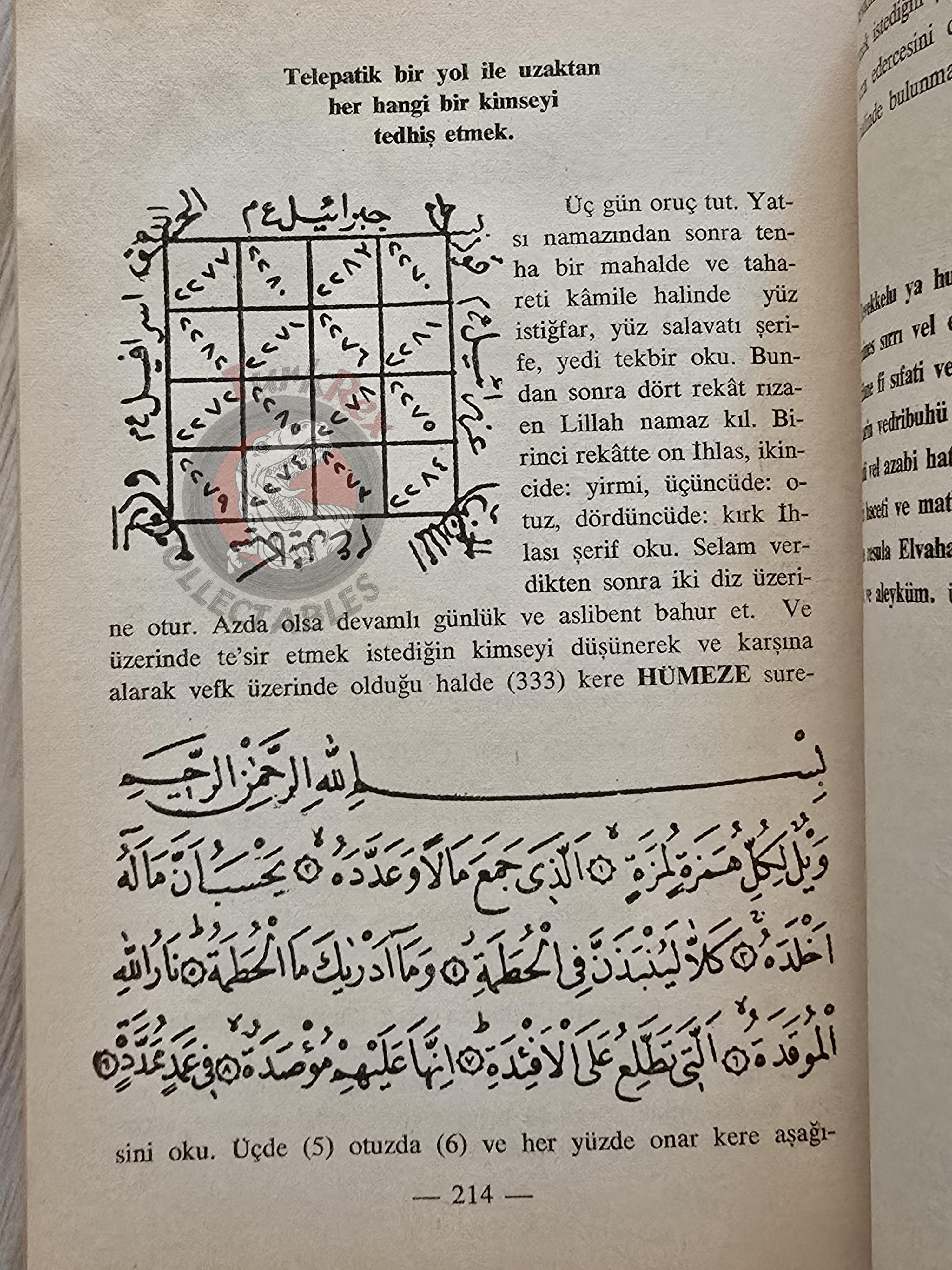 Hidden Sciences Vol 4 Islamic Occult Havass Vefq Spells Charm Turkish Book Islam Talisman