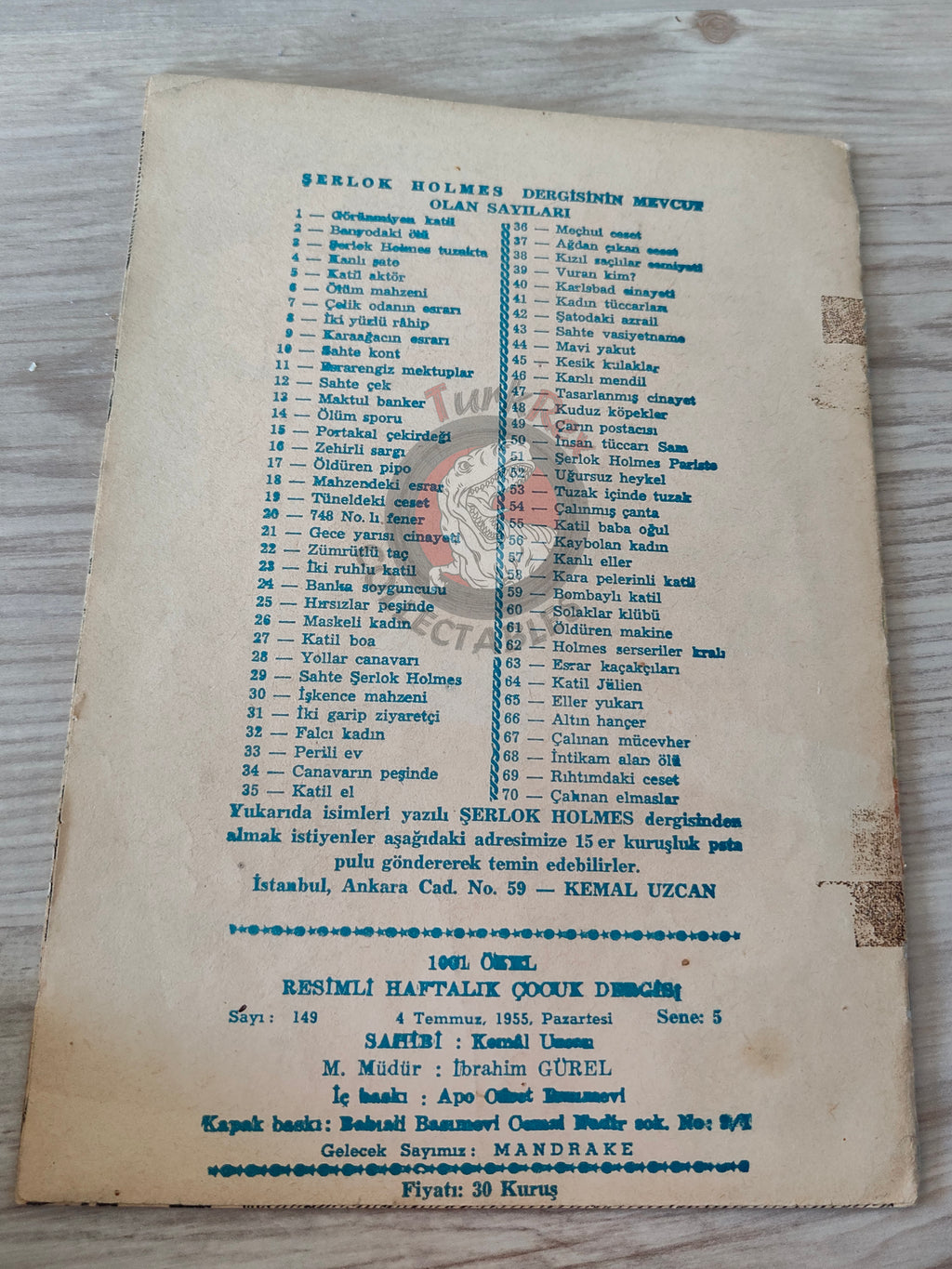 1001 Özel #149 1955 The Lone Ranger Turkish Comic Mag Turkey