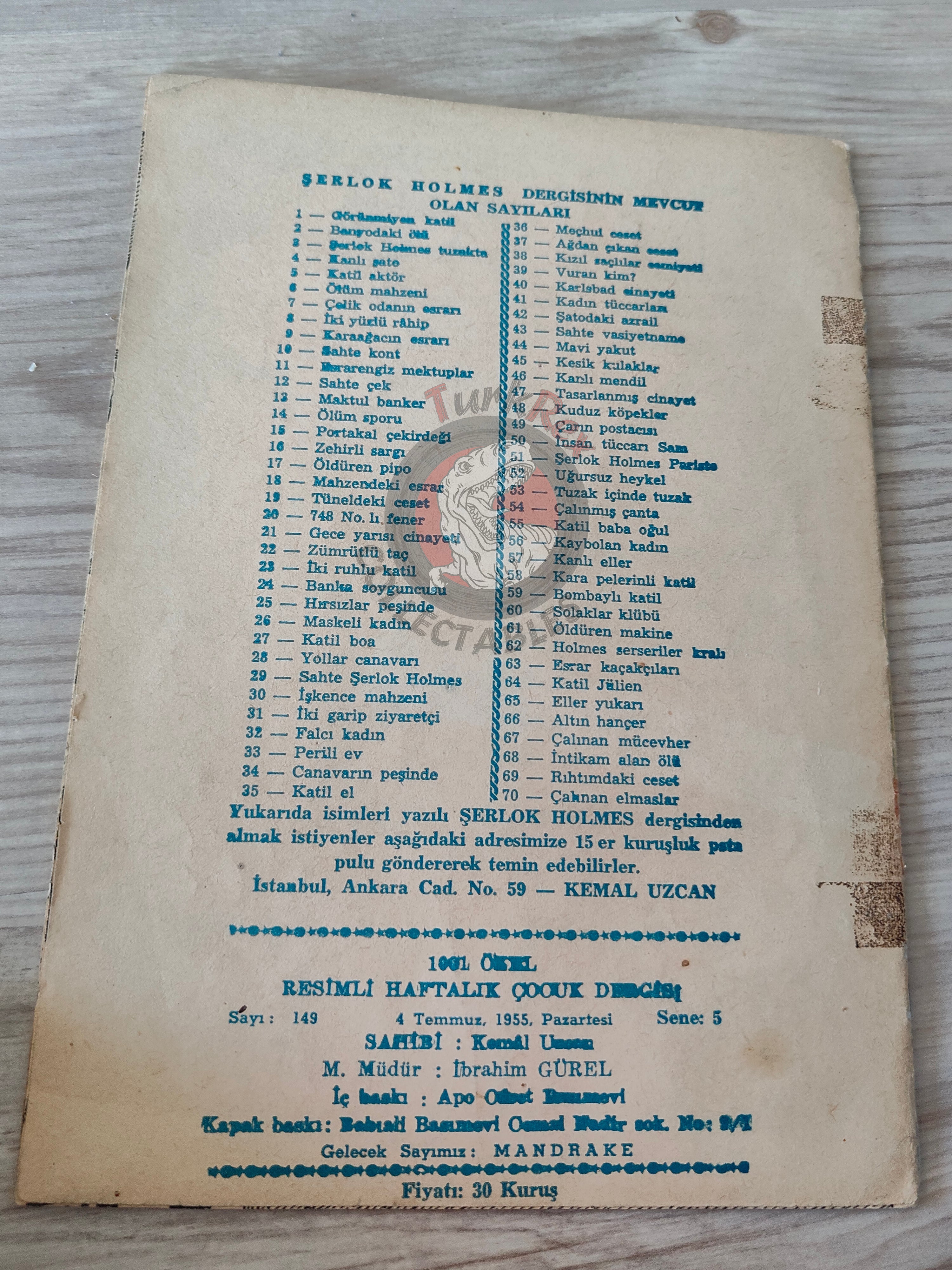 1001 Özel #149 1955 The Lone Ranger Turkish Comic Mag Turkey