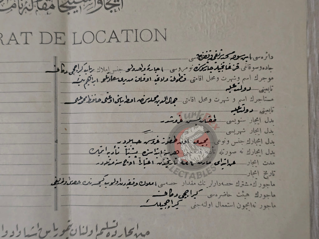 Ottoman Rental Contract of Lime Shop Kastamonu 1910 Muslim and Armenian Citizens Armenia