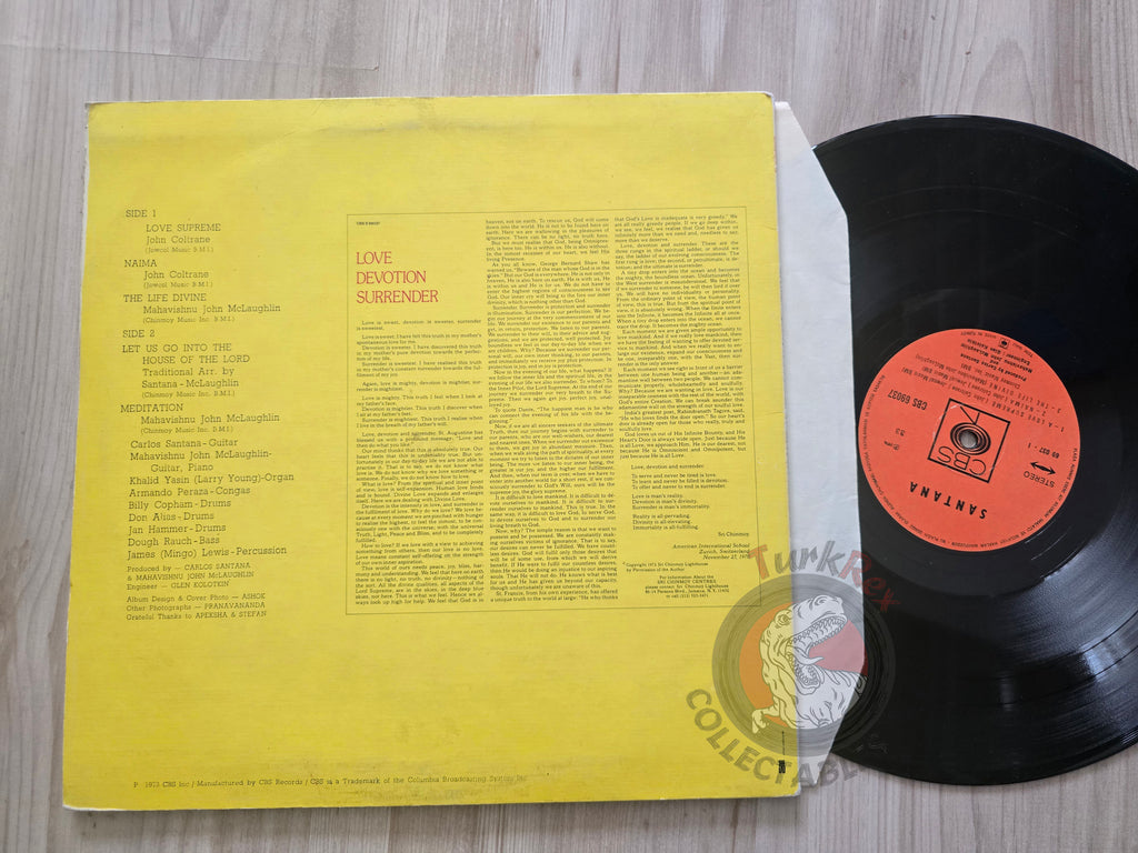 Carlos Santana &  John McLaughlin – Love Devotion Surrender Turkish Pressing Vinyl Turkey Edition