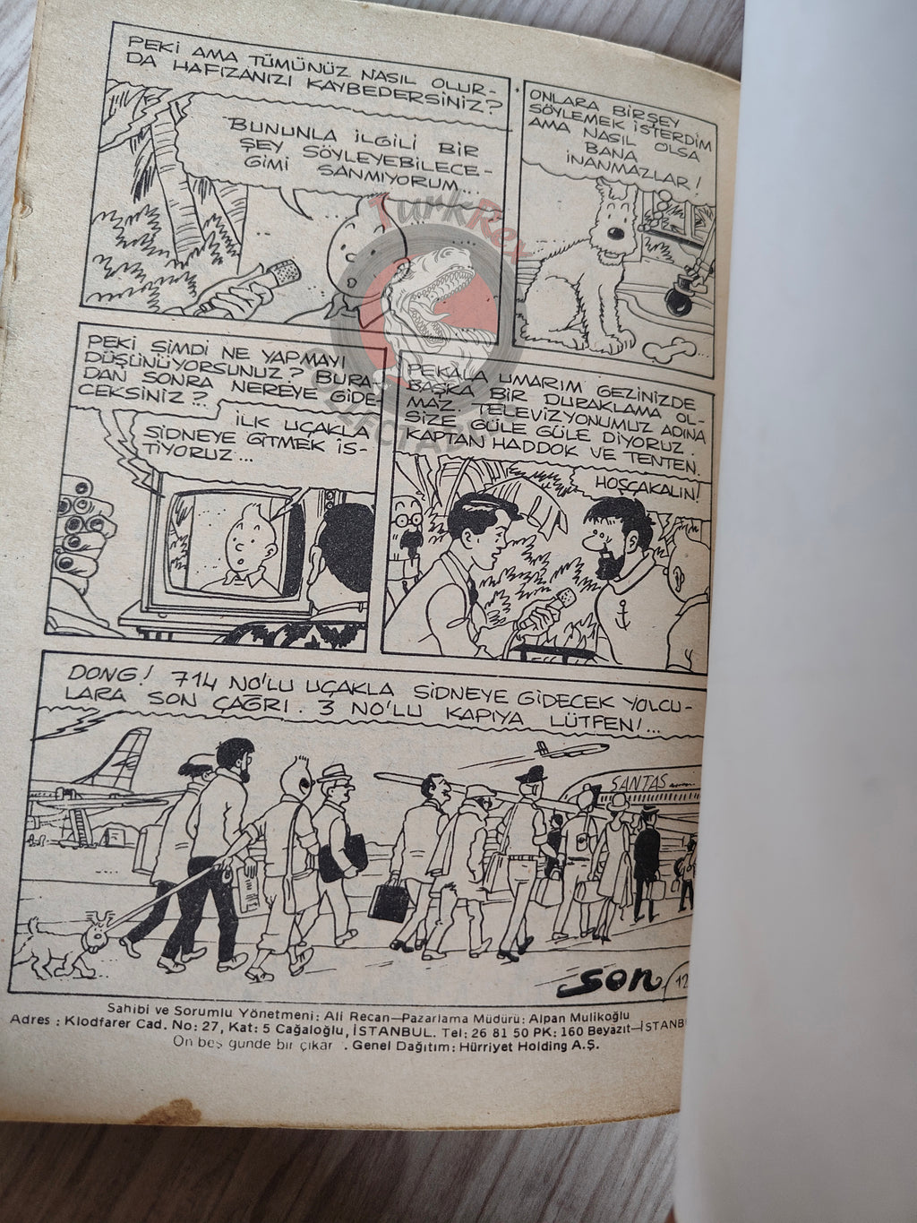 Tintin – Flight 714 to Sydney  early 1980s Turkish Edition Comic Turkey