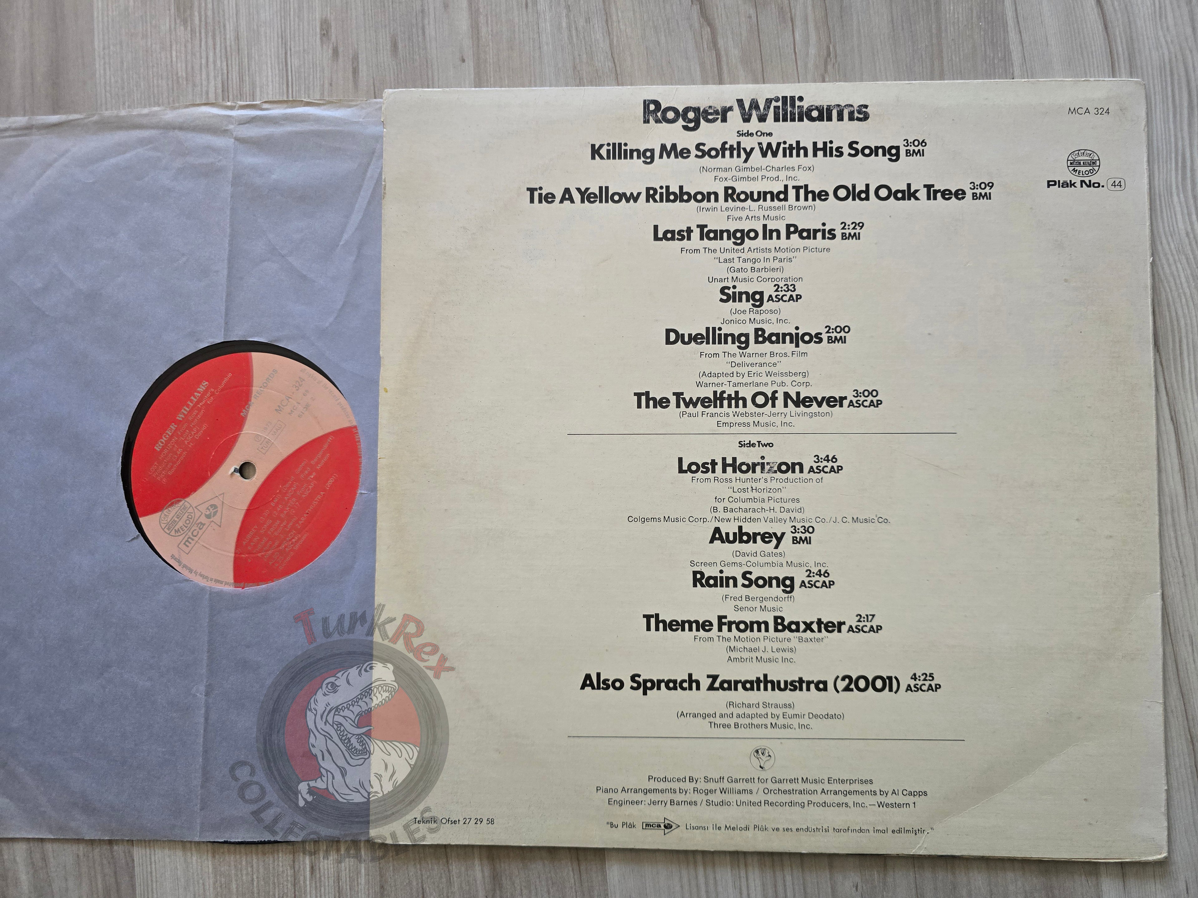 Roger Williams - Last Tango In Paris Turkish Pressing Vinyl Turkey Edition