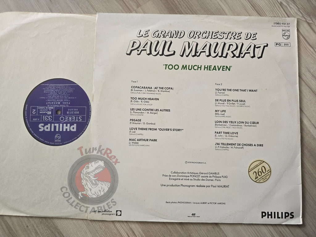 Paul Mauriat – Too Much Heaven Turkish Pressing Vinyl Turkey Edition