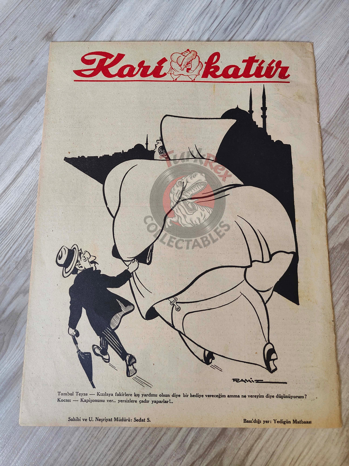 Karikatür 1941 Humor Magazine Turkish Turkey Moscow on Ice German Soldier WW2 era Russia Mussolini USA