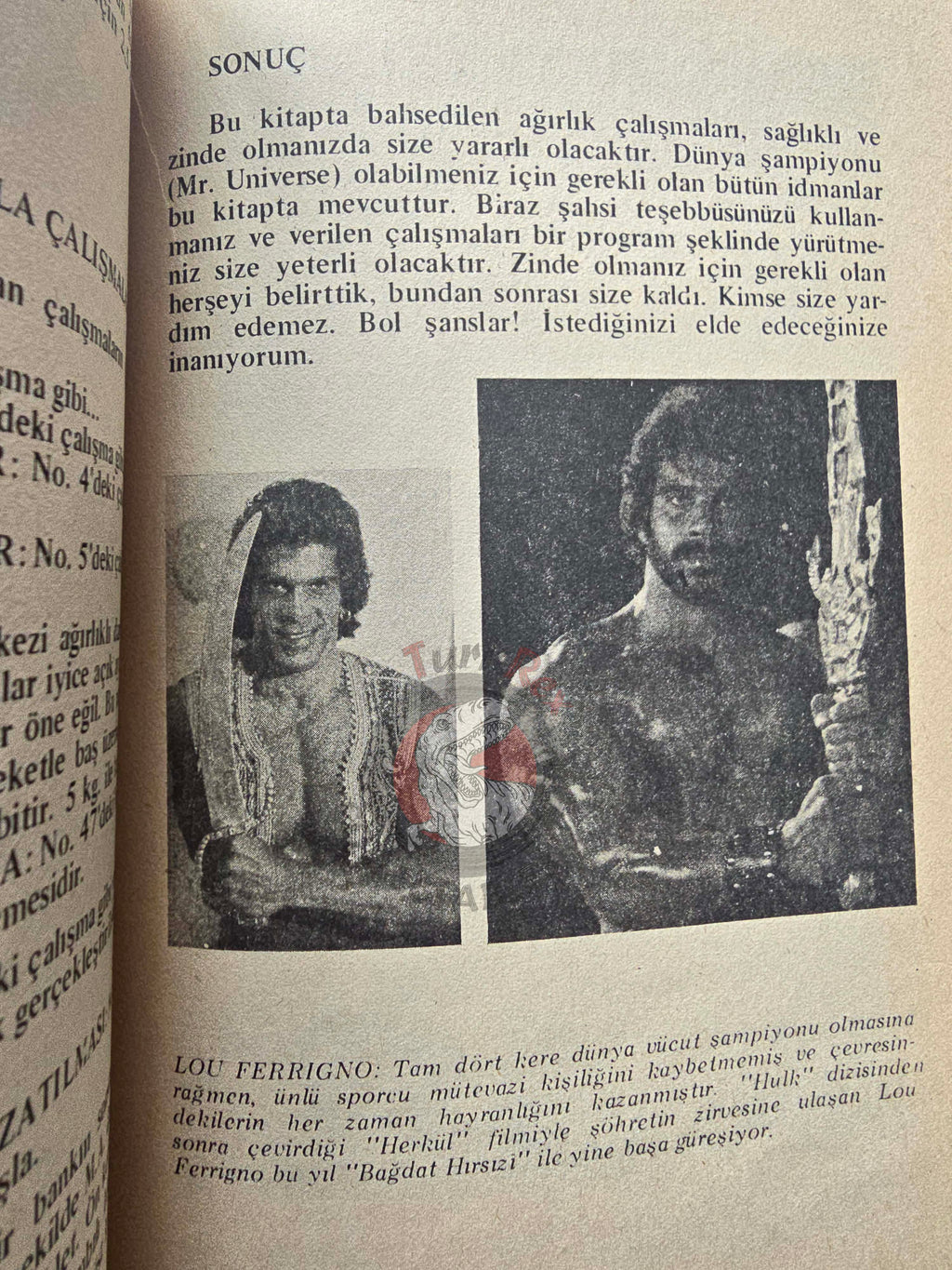 Bodybuilding Technics 1989 Turkish Book Turkey Lou Ferrigno Joe Bucci