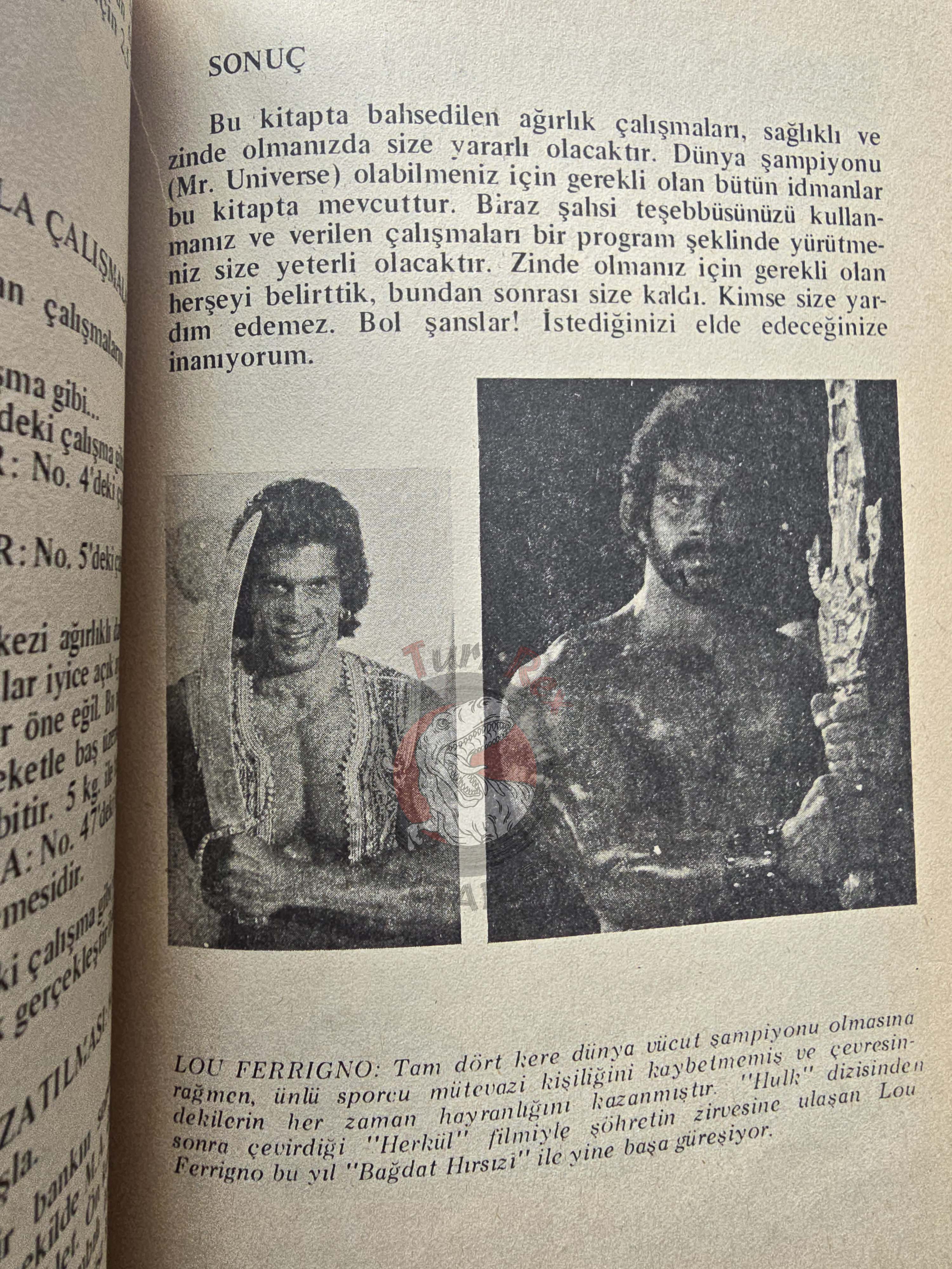Bodybuilding Technics 1989 Turkish Book Turkey Lou Ferrigno Joe Bucci