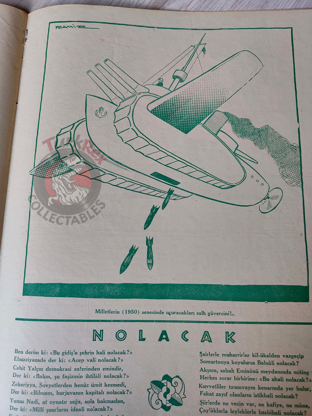 Karikatür 1941 Humor Magazine Turkish Turkey Uncle Sam USA WW2 era Soviet Russia Britain Japan