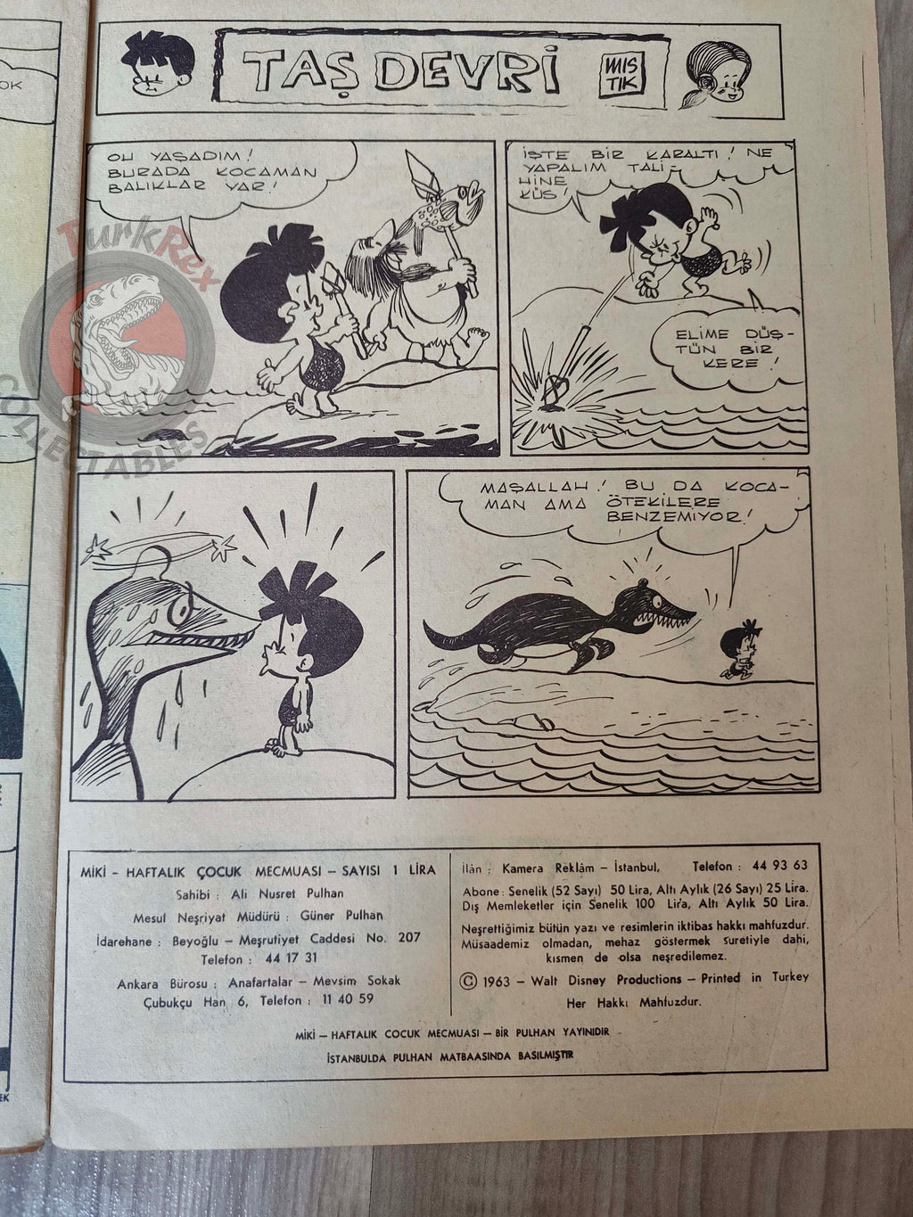 Mickey Mouse Mag #56 1963 Turkish Comic Turkey Walt Disney Donald Duck Chip ’n Dale