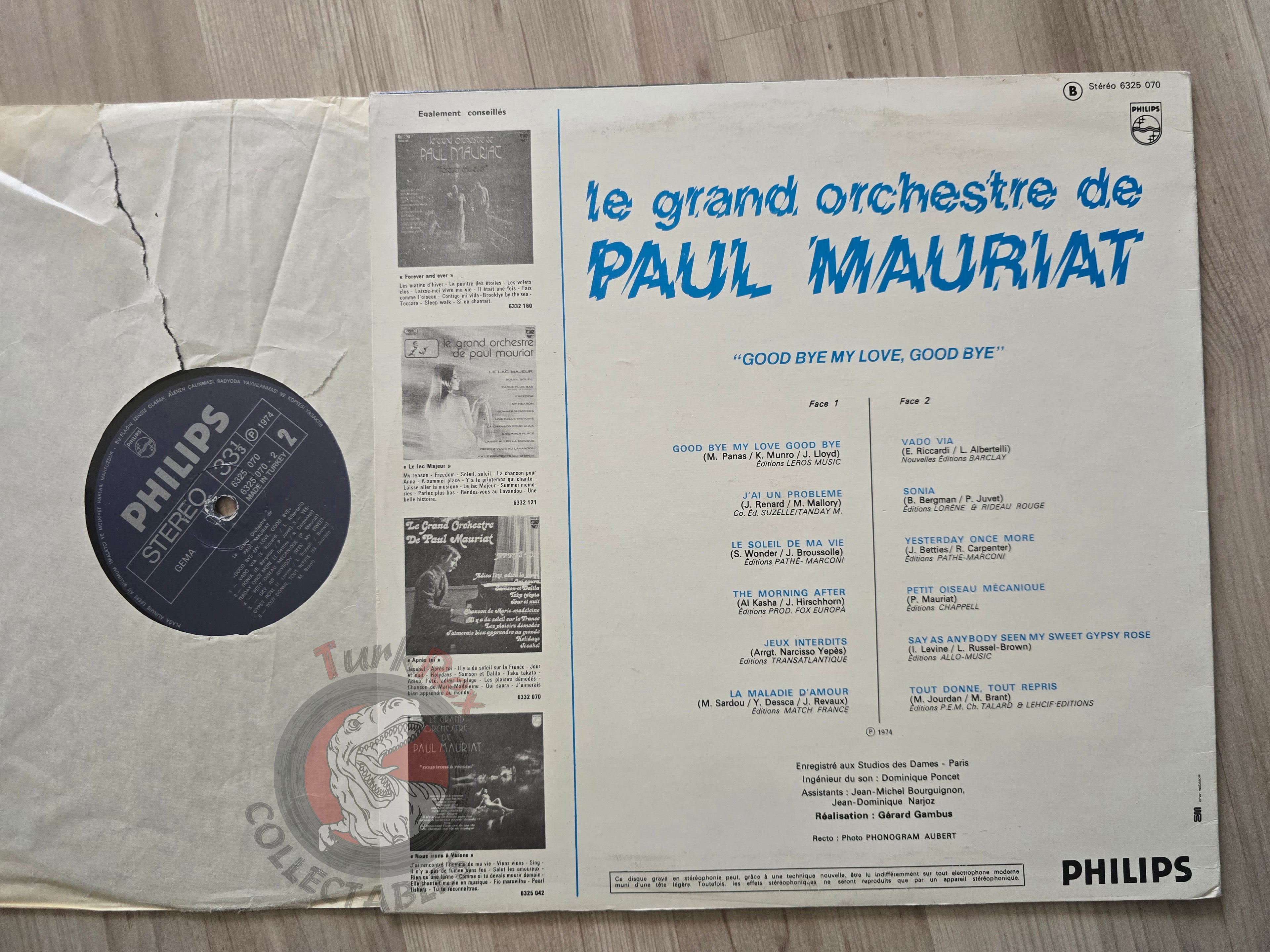 Paul Mauriat – Good Bye My Love, Good Bye Turkish Pressing Vinyl Turkey Edition