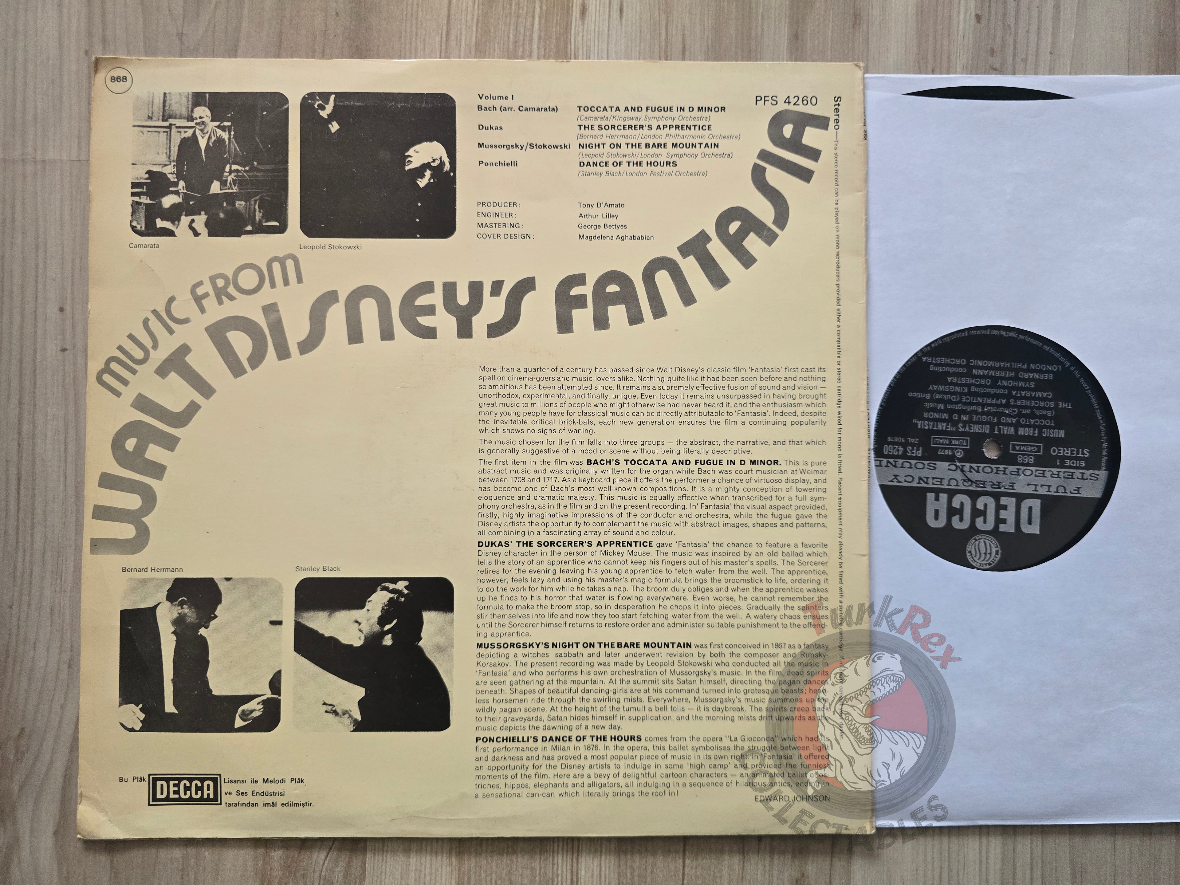 Music From Walt Disney's Fantasia  Turkish Pressing Vinyl Turkey Edition