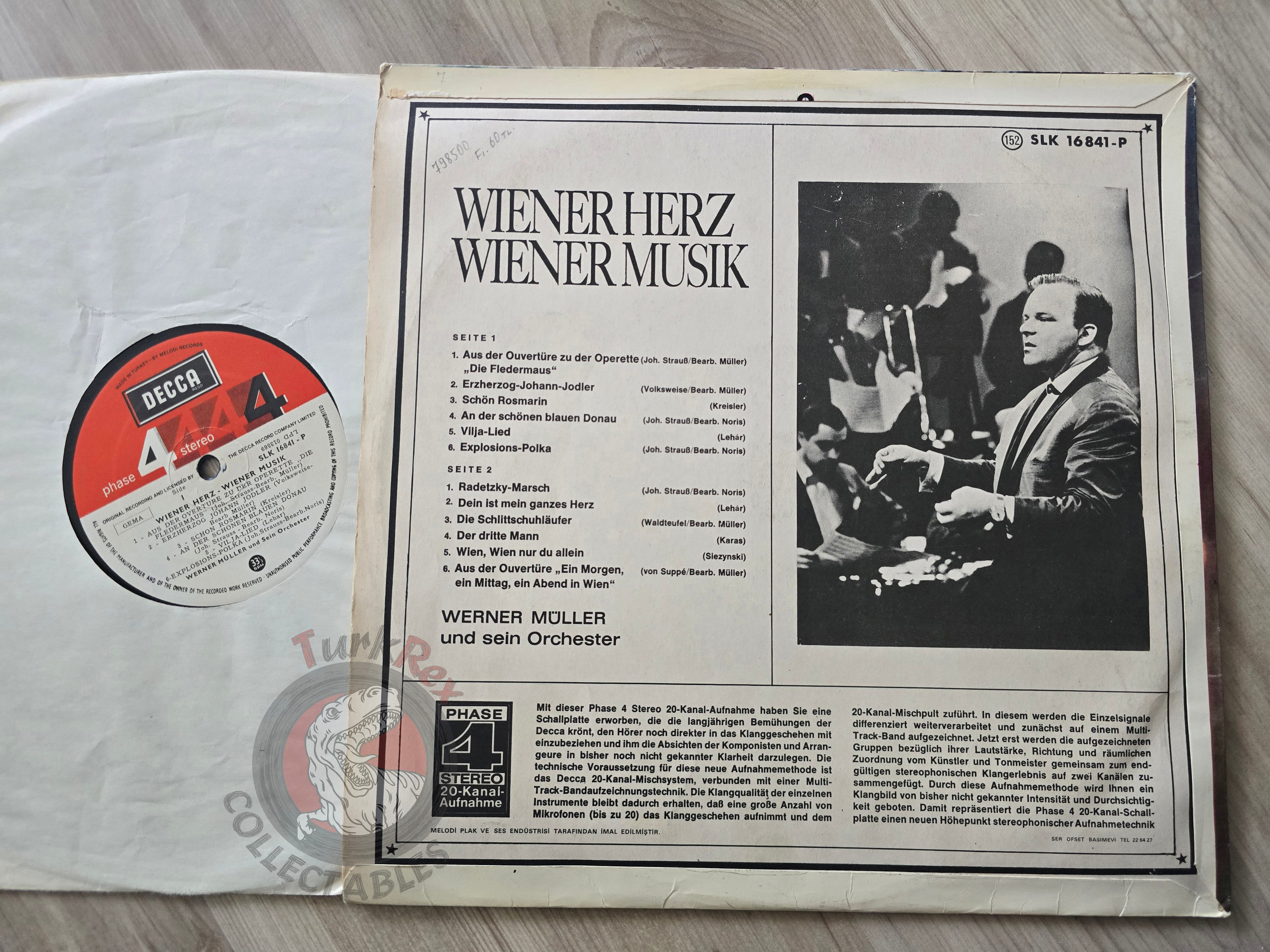 Werner Müller And His Orchestra – Wiener Herz, Wiener Musik Turkish Pressing Vinyl Turkey Edition