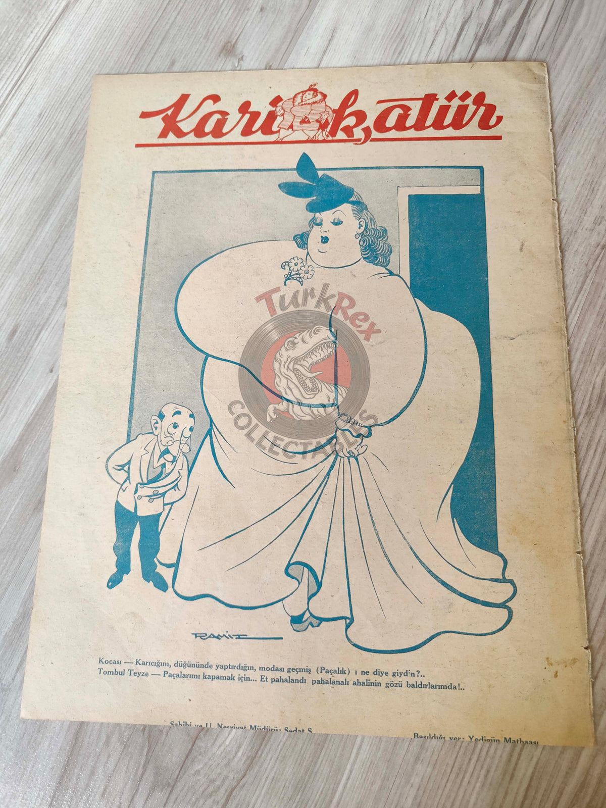 Karikatür 1942 Humor Magazine Turkish Turkey America Atom Bomb WW2 era Churchill Roosevelt Pin-up