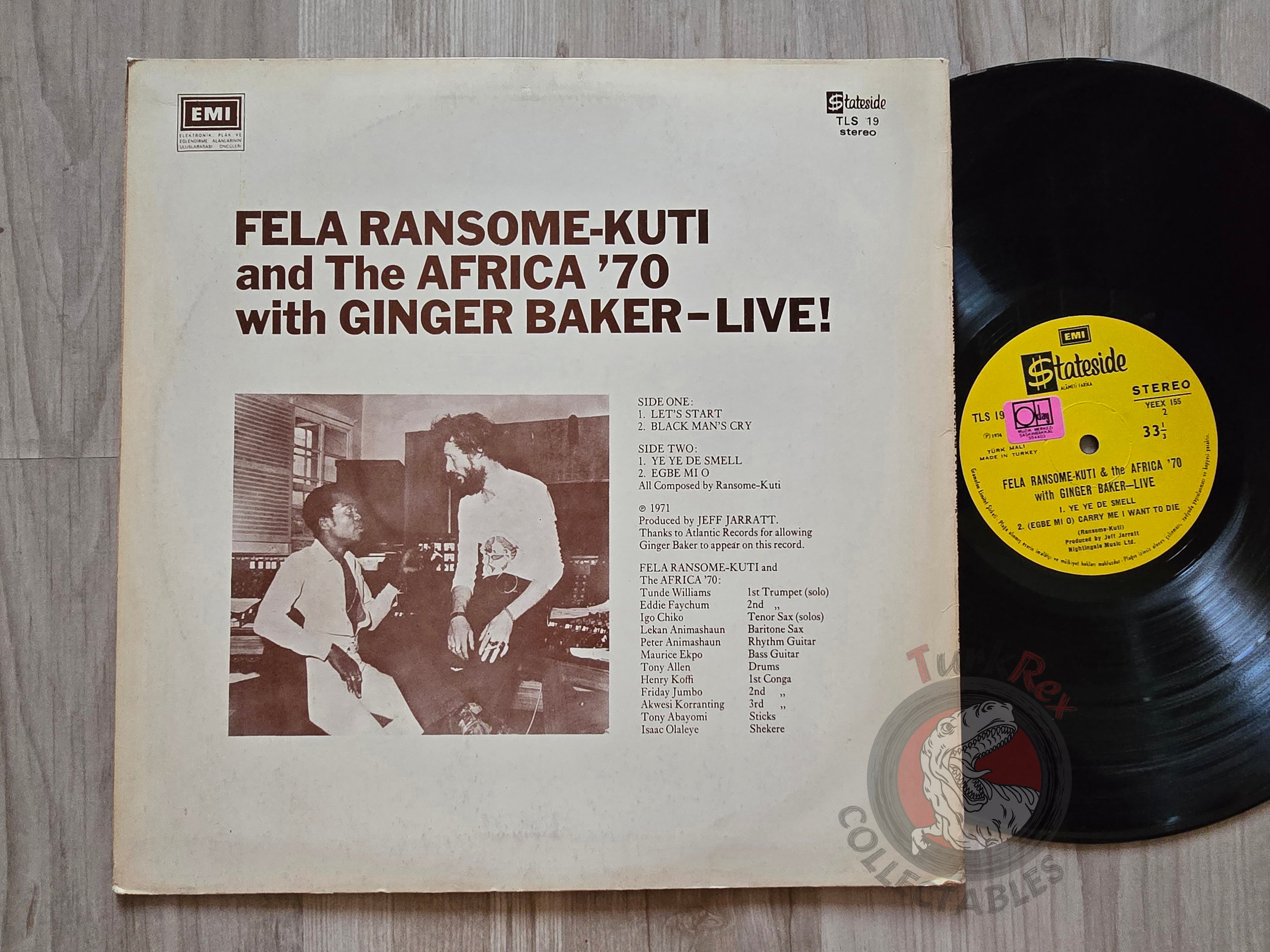 Fela Ransome-Kuti And The Africa '70 with Ginger Baker – Live! Turkish Pressing Vinyl Turkey Edition