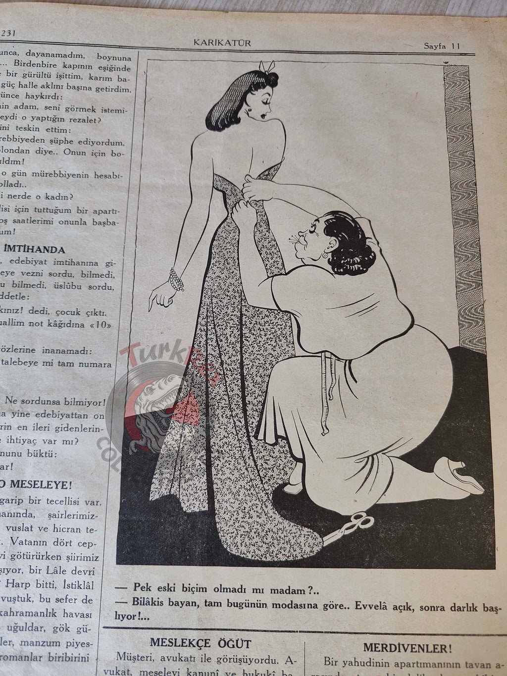 Karikatür 1940 Humor Magazine Turkish Turkey Paris Hermann Göring WW2 era  Roosevelt Mussolini