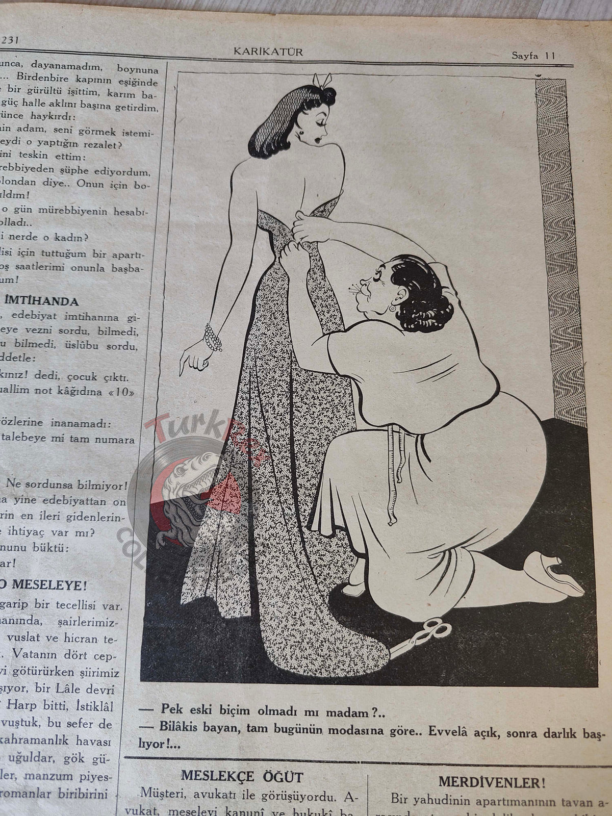 Karikatür 1940 Humor Magazine Turkish Turkey Paris Hermann Göring WW2 era  Roosevelt Mussolini