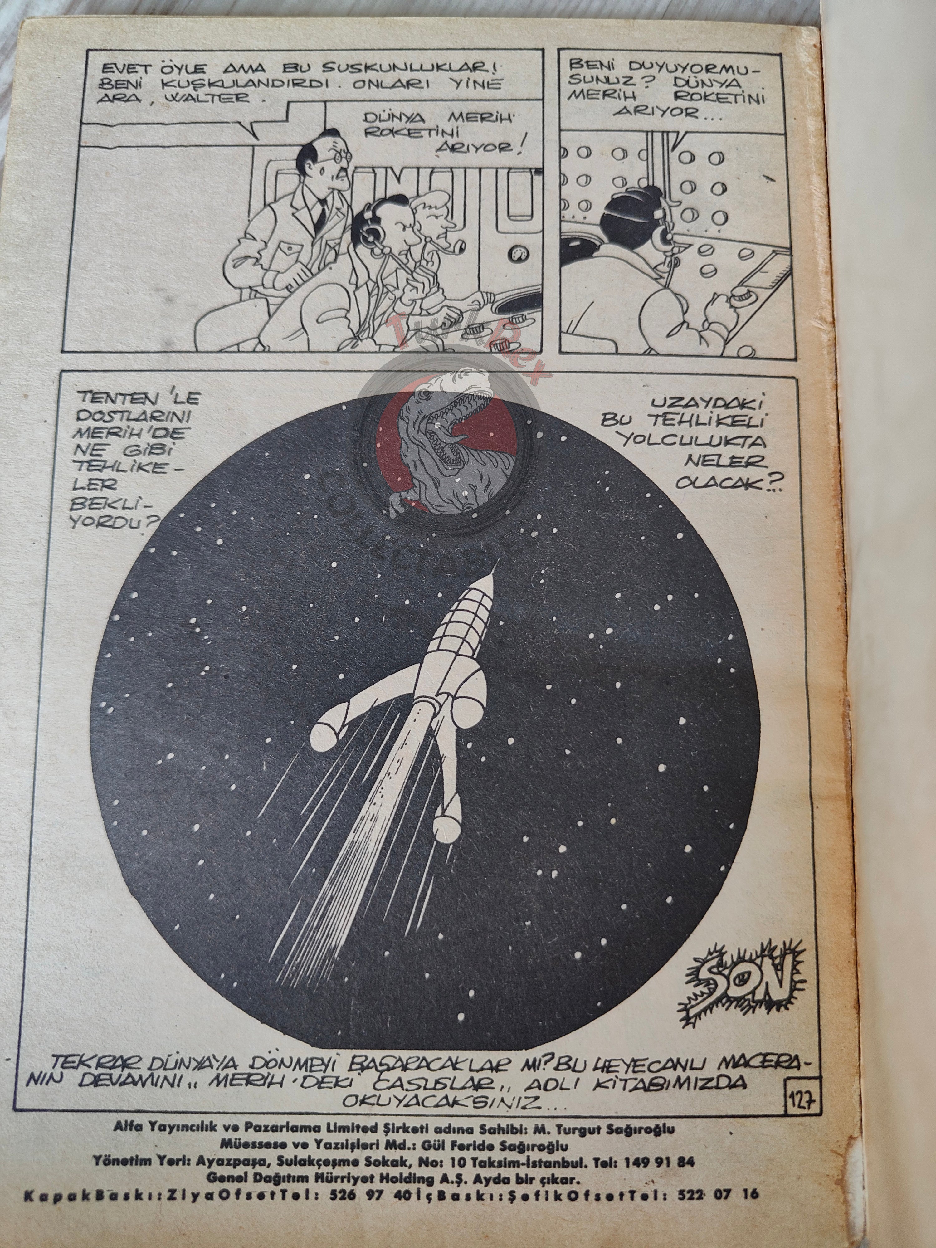 Tintin – Destination Moon mid 1980s Turkish Edition Comic Turkey 1