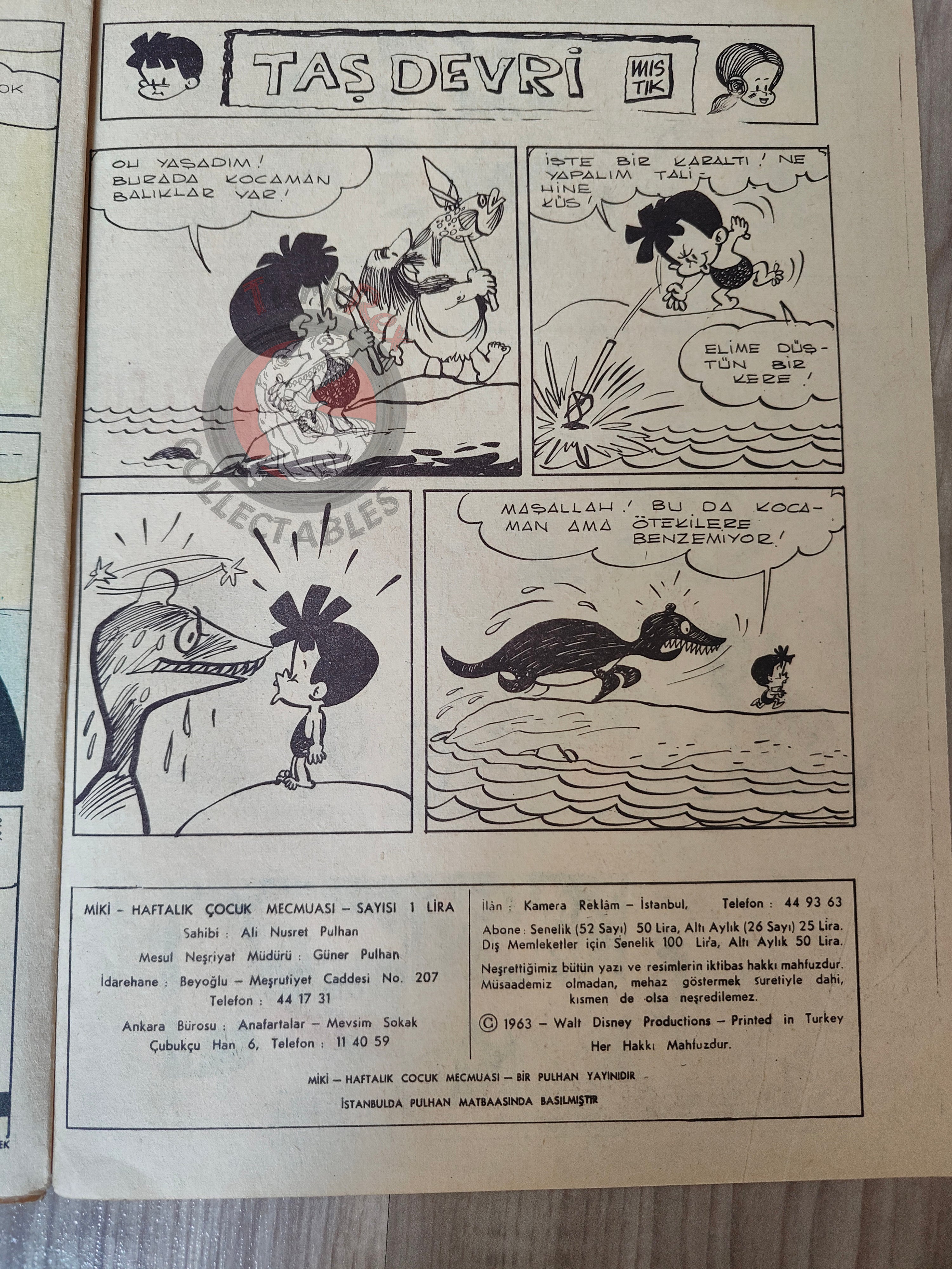 Mickey Mouse Mag #56 1963 Turkish Comic Turkey Walt Disney Donald Duck Chip ’n Dale