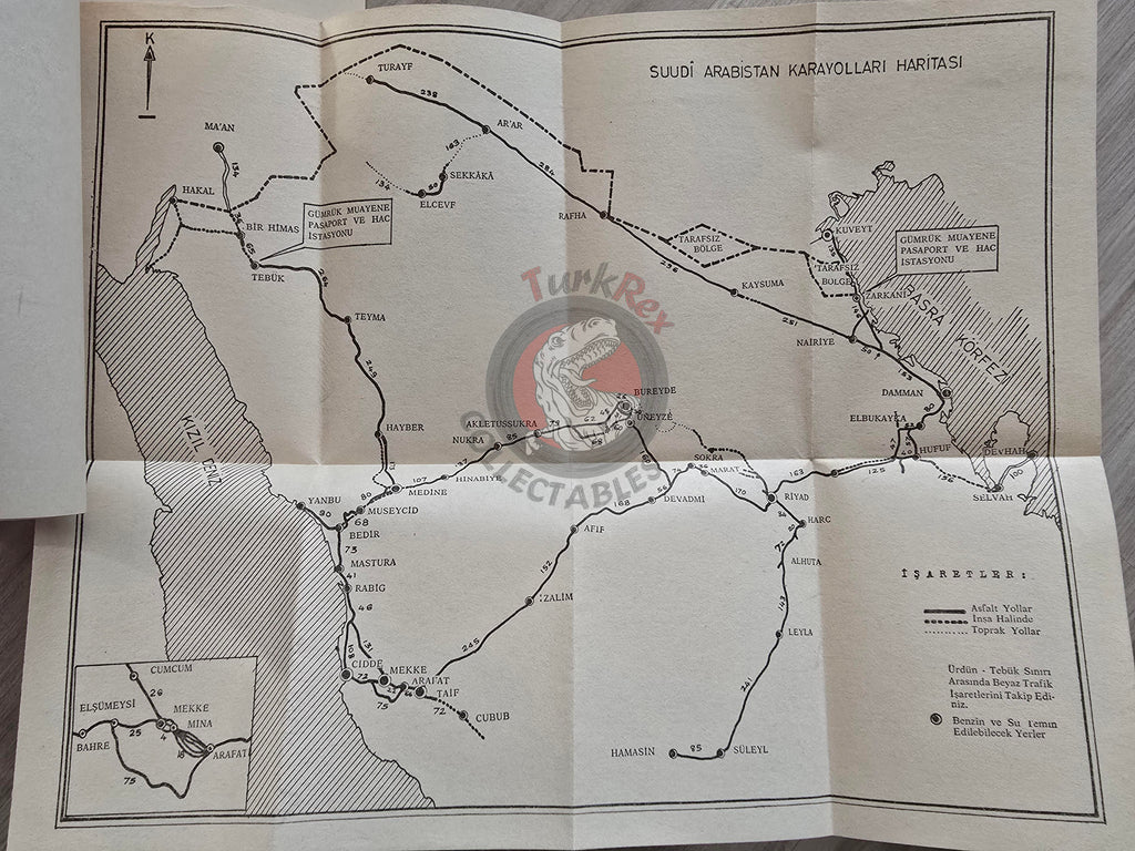Hajj Guide 1972 Turkish Pilgrimage Handbook with Saudi Arabia Map Mecca Kaaba Medina