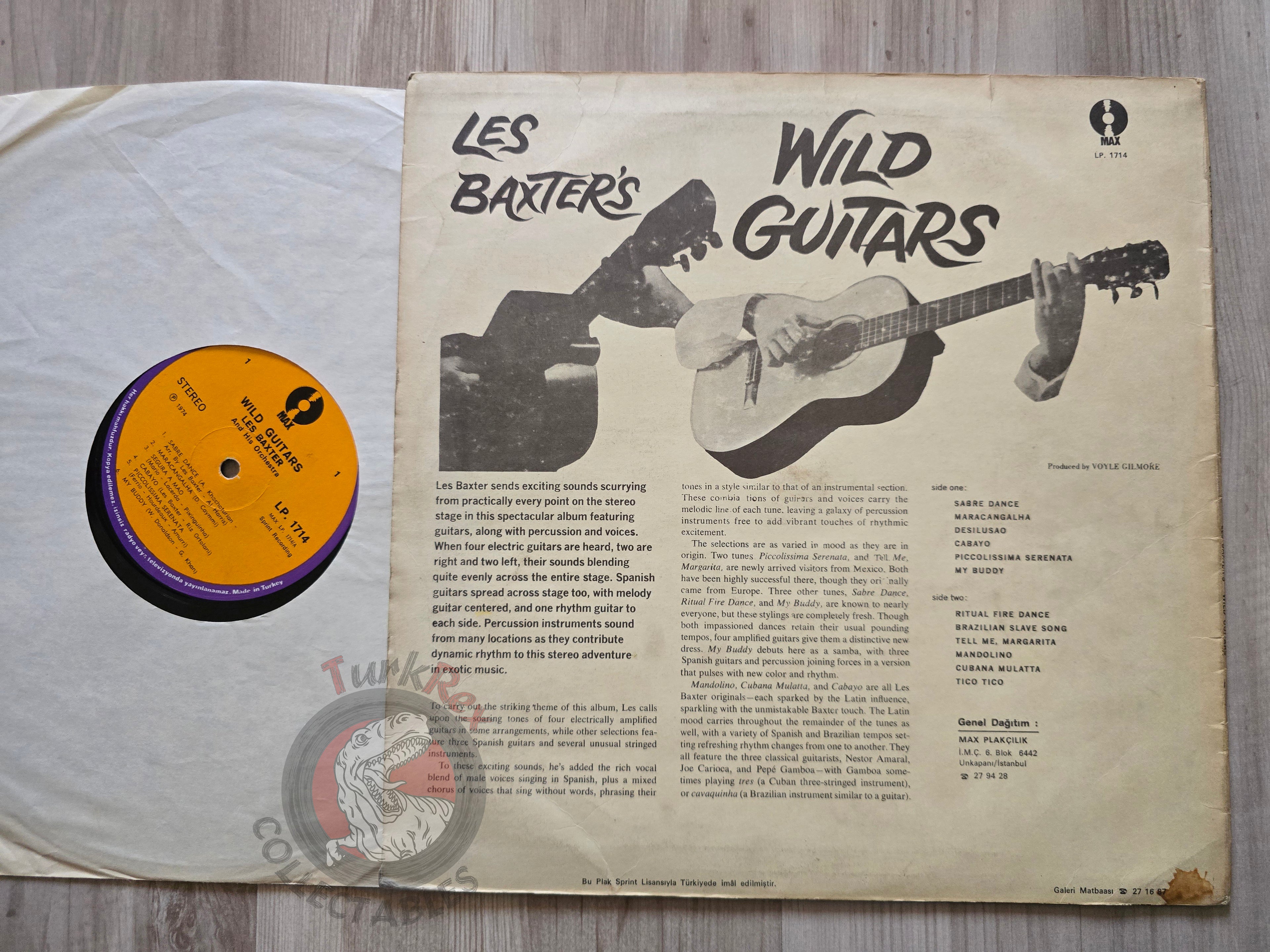 Les Baxter And His Orchestra – Les Baxter's Wild Guitars Turkish Pressing Vinyl Turkey Edition