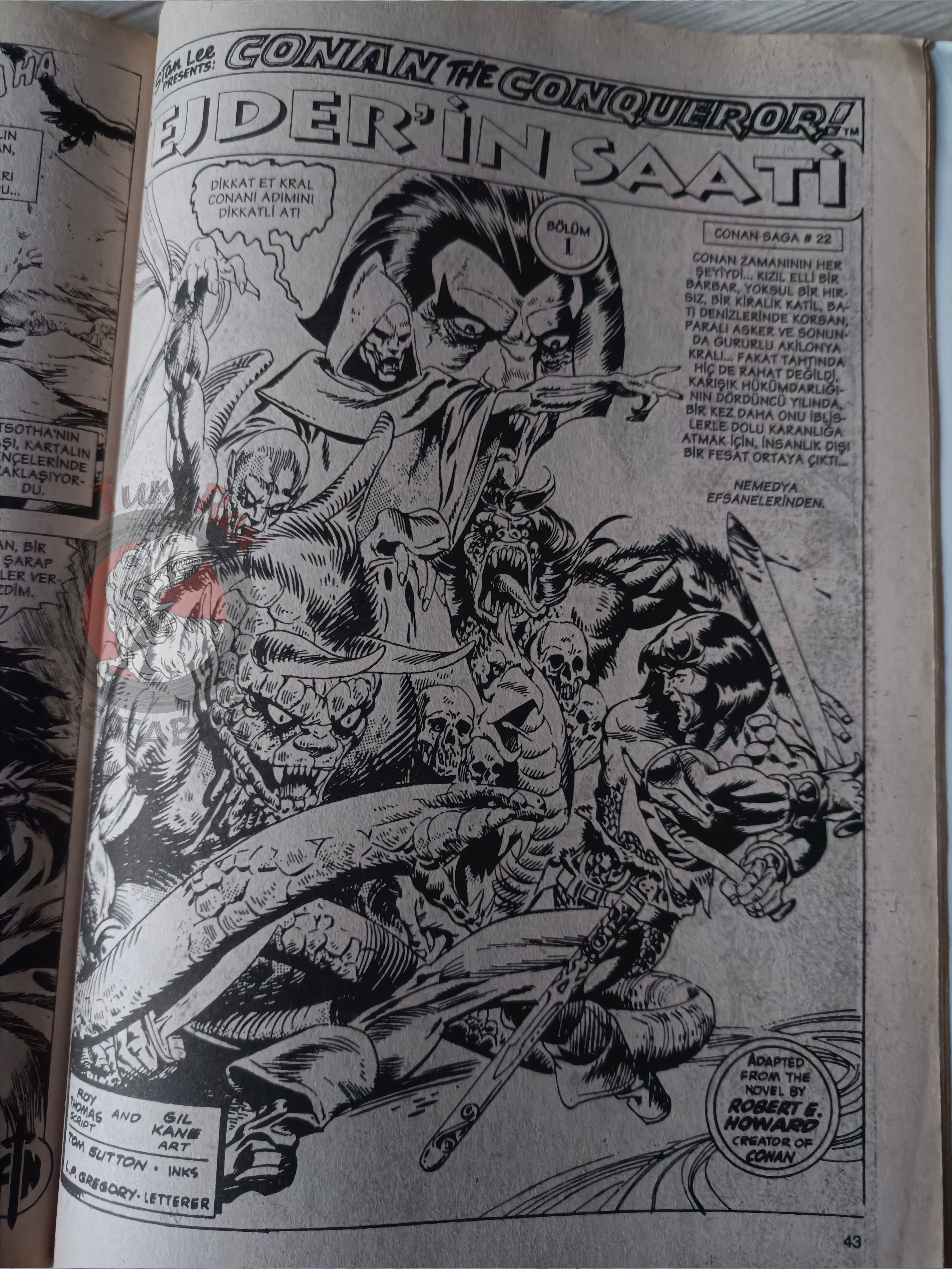Kral Conan #10 The Savage Sword of #30 Turkish Comic Turkey Saga #22