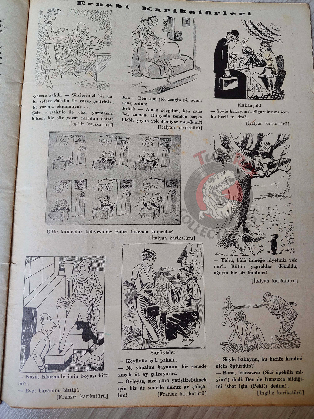 Akbaba 1937 Humor Magazine Turkish Turkey Pirate in the Mediterranean War WW2 era Westinghouse Bayer