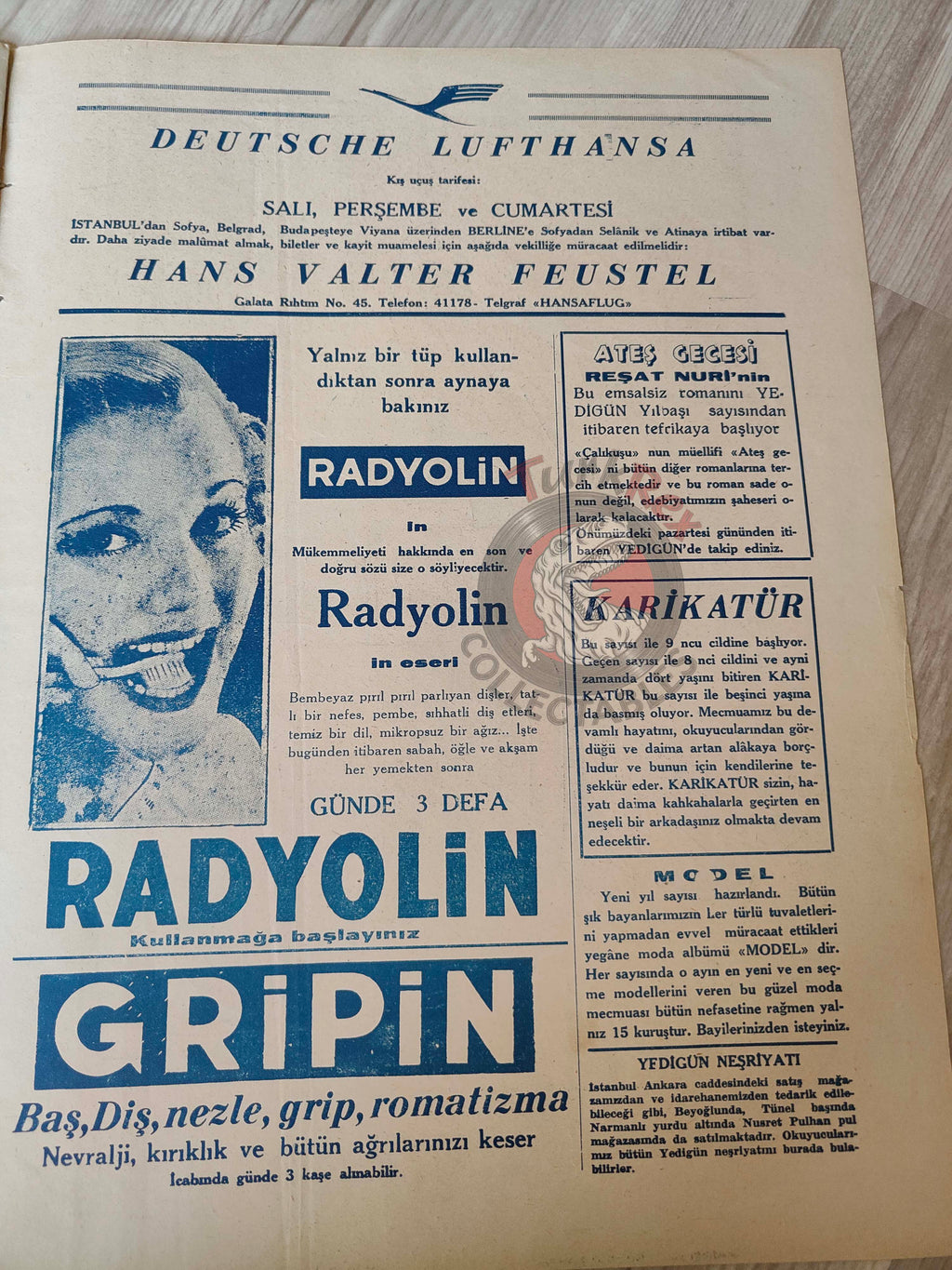 Karikatür 1939 Humor Magazine Turkish Turkey New Year Russia WW2 era Deutsche Lufthansa