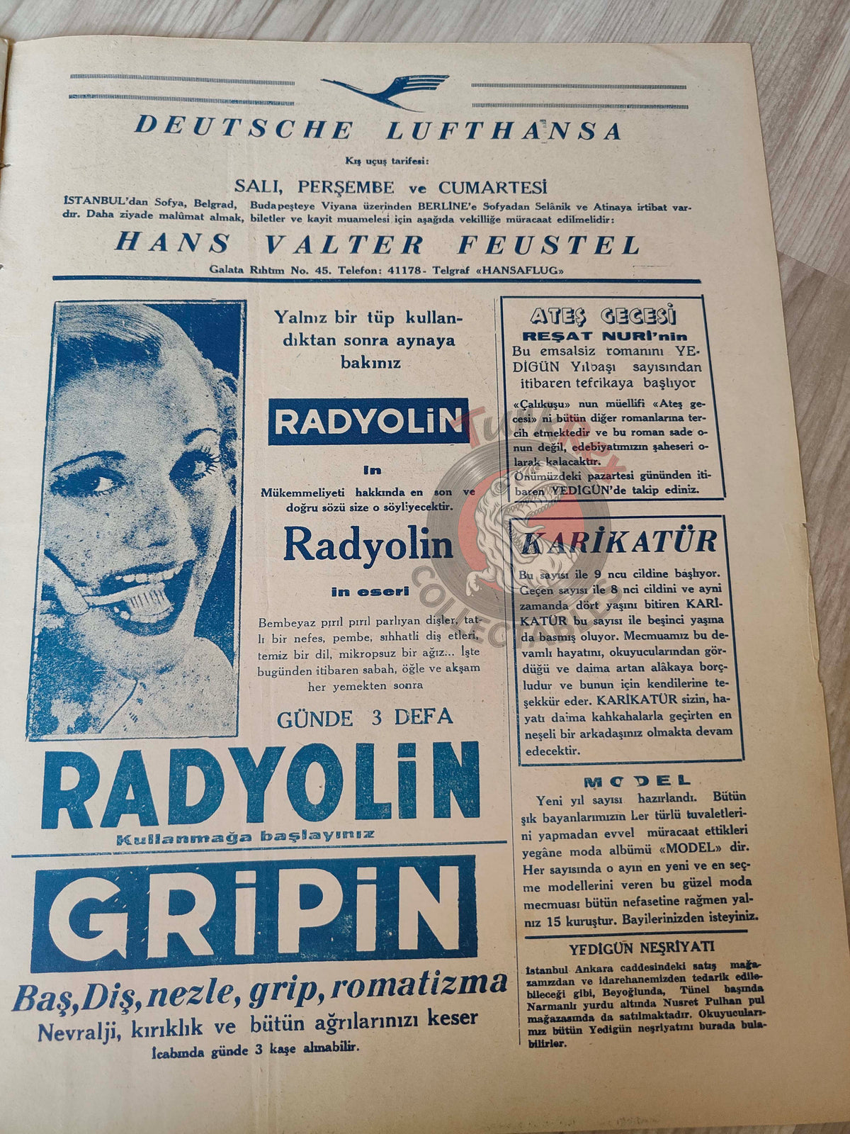 Karikatür 1939 Humor Magazine Turkish Turkey New Year Russia WW2 era Deutsche Lufthansa