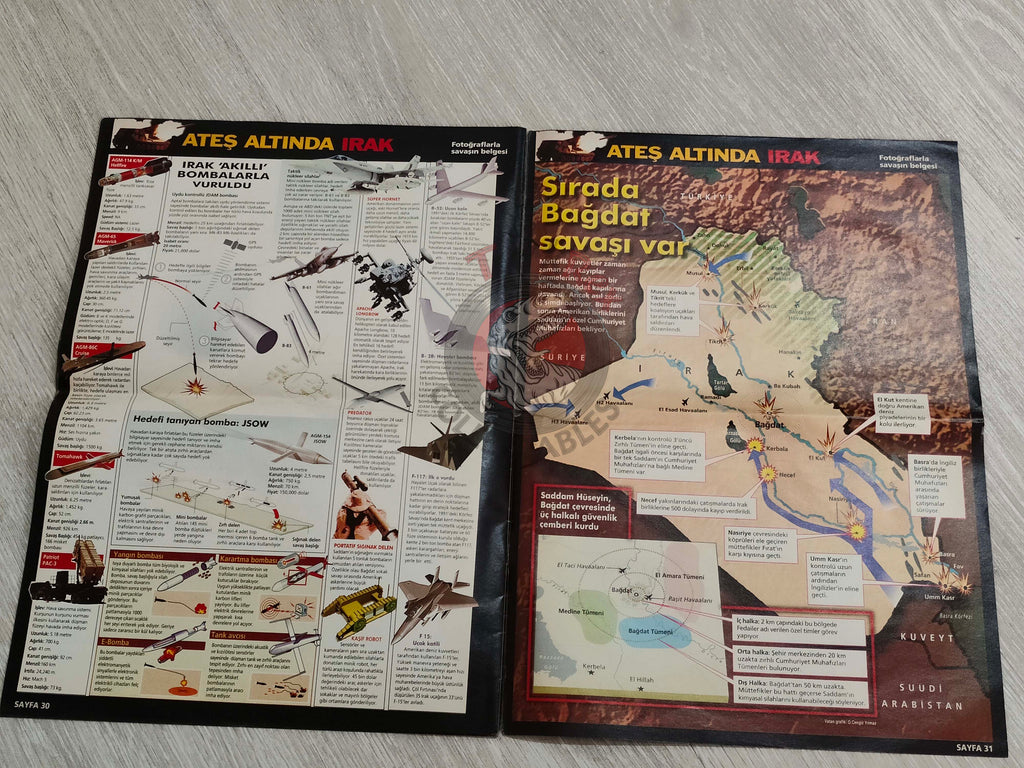 The Gulf War II: Baghdad Turkish Magazine Turkey Middle East Saddam Hussein Iraq George W. Bush