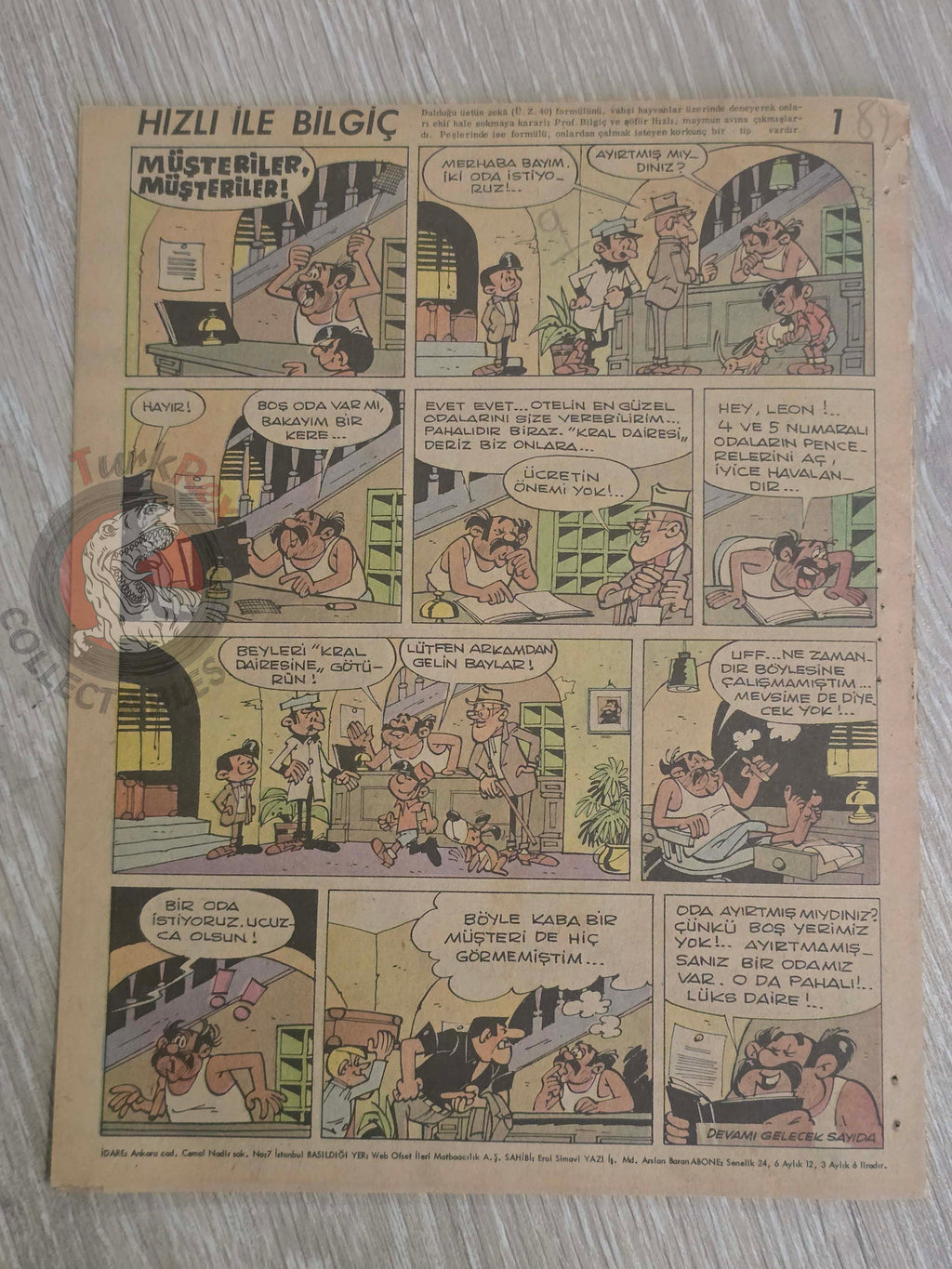 ZıpZıp #9 Dan Cooper 1964 Tintin Magazine Turkish Comic Turkey Ric Hochet Pom et Teddy