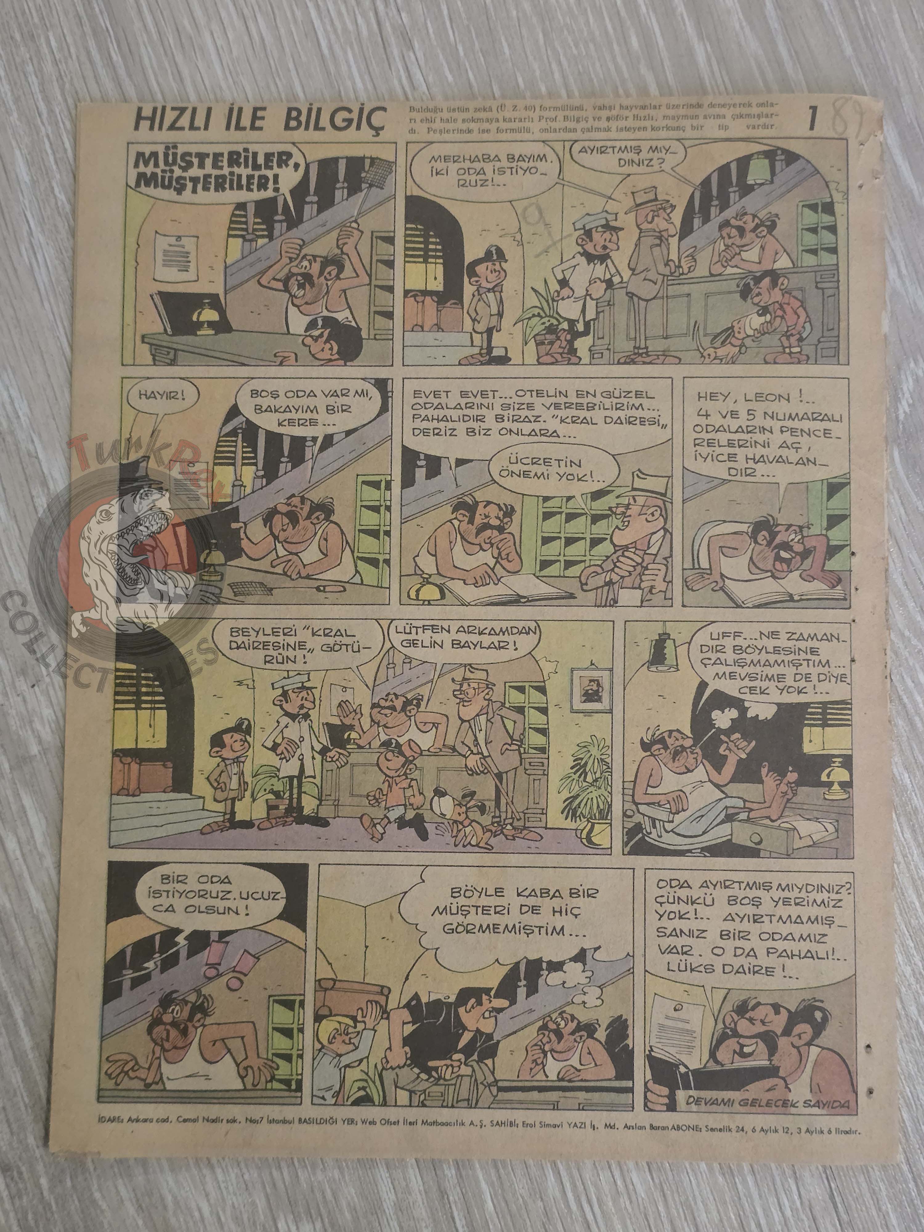 ZıpZıp #9 Dan Cooper 1964 Tintin Magazine Turkish Comic Turkey Ric Hochet Pom et Teddy